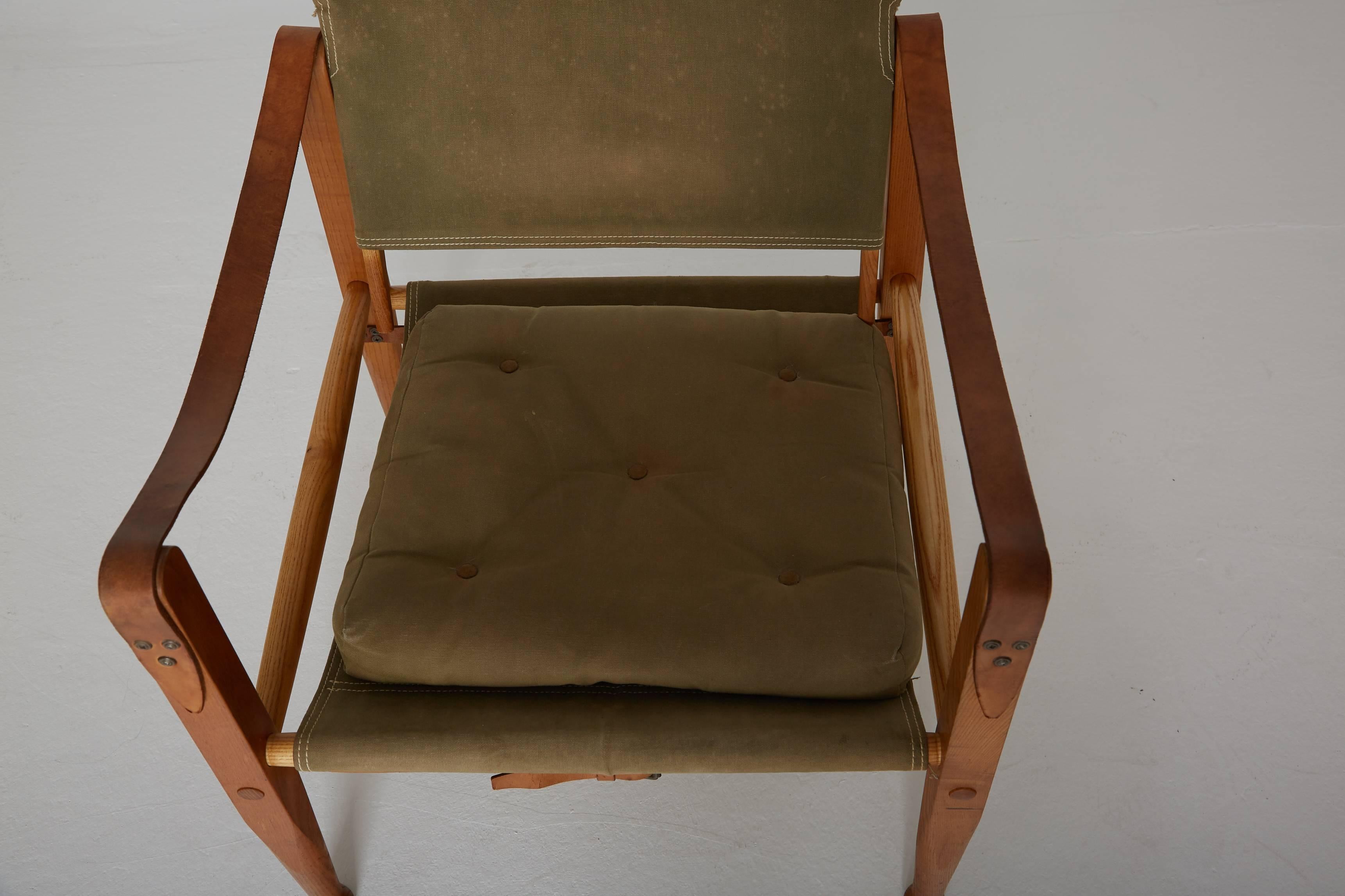 Kaare Klint Safari Chair in Canvas, Made by Rud Rasmussen, Denmark, 1960s 6