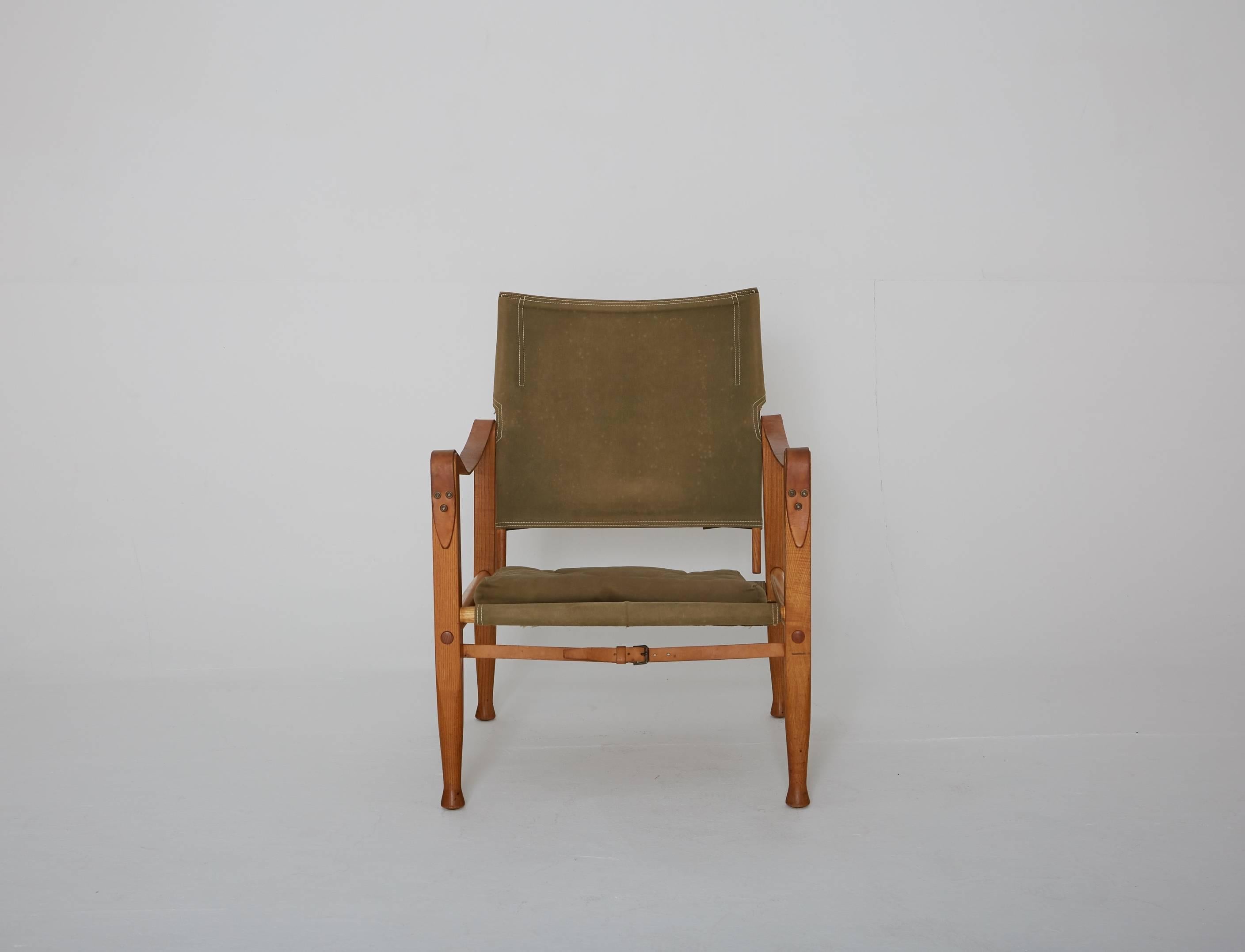 Kaare Klint Safari Chair in Canvas, Made by Rud Rasmussen, Denmark, 1960s In Good Condition In London, GB