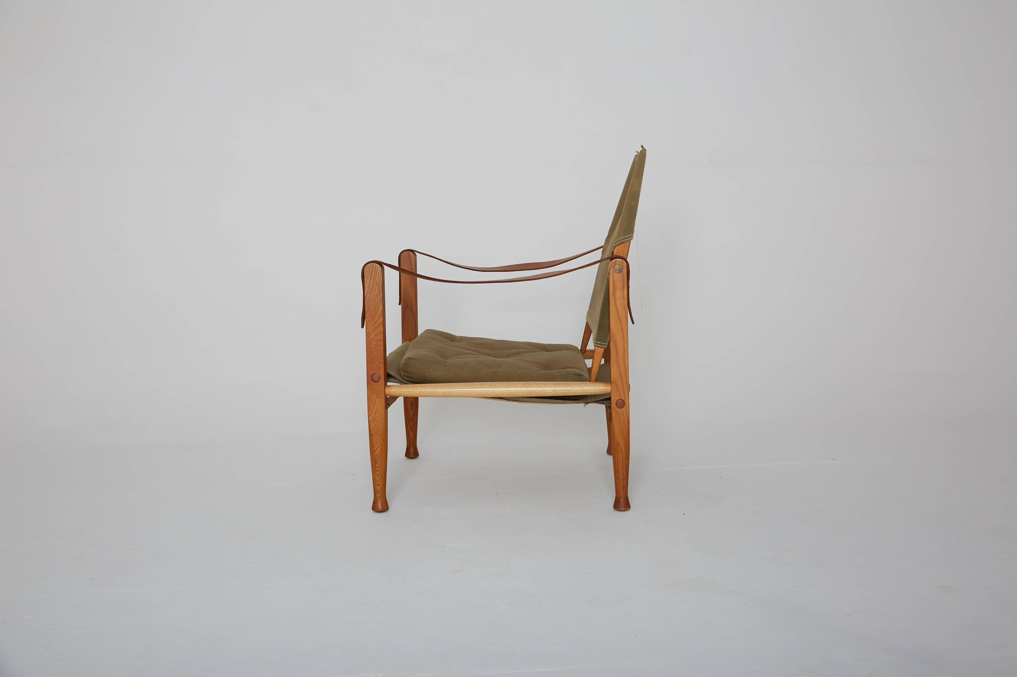 20th Century Kaare Klint Safari Chair in Canvas, Made by Rud Rasmussen, Denmark, 1960s