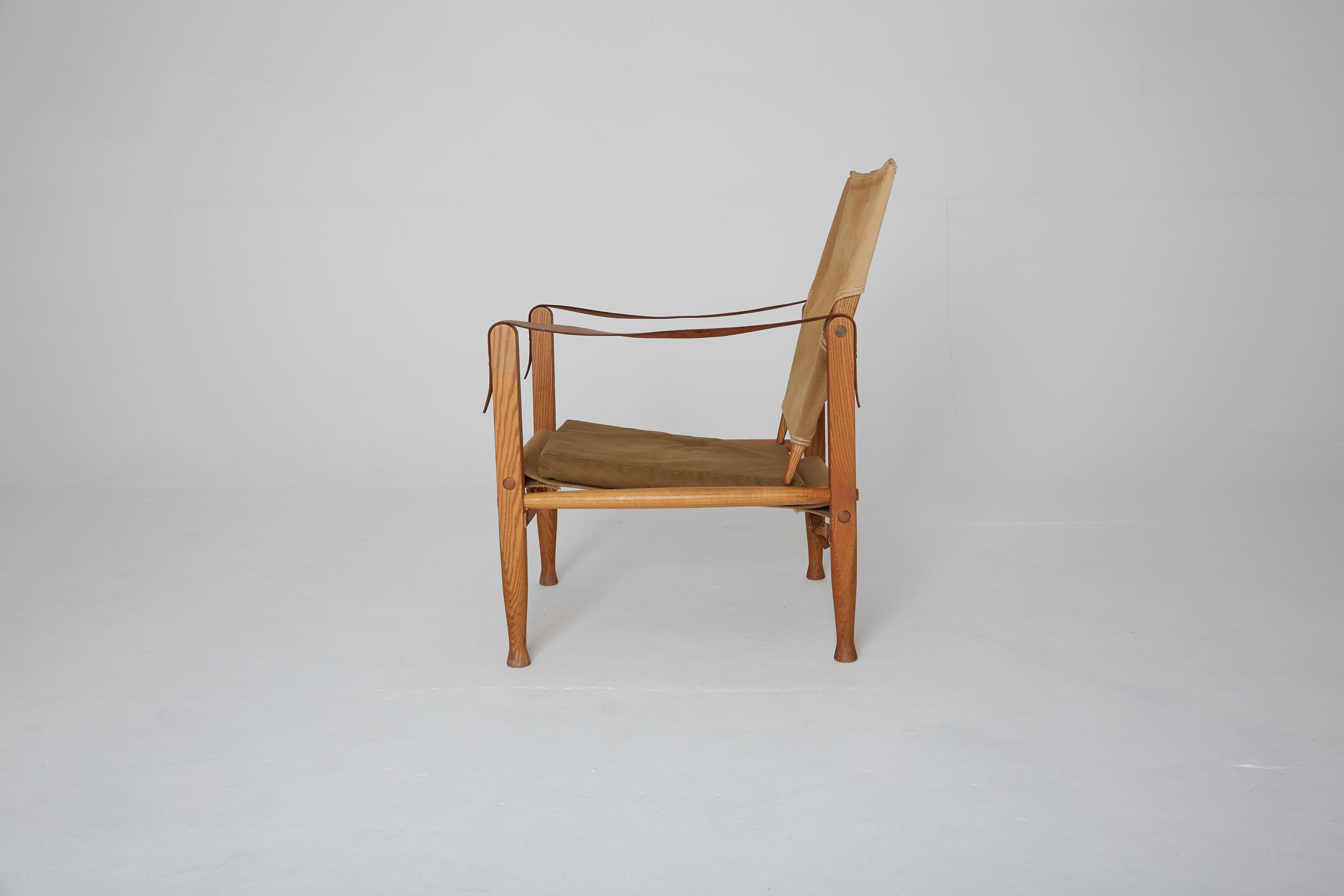 20th Century Kaare Klint Safari Chair in Canvas, Made by Rud Rasmussen, Denmark, 1960s