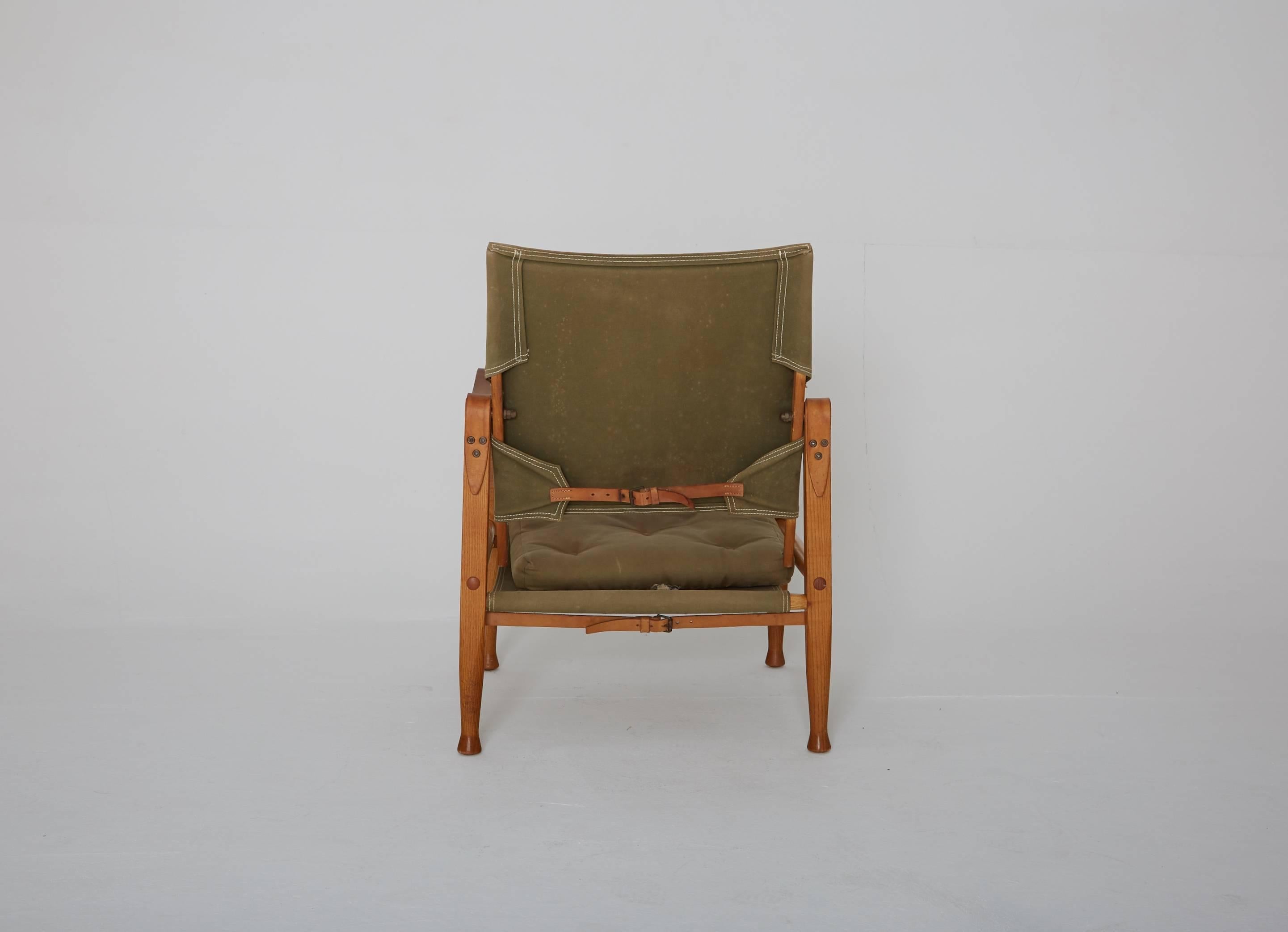 Kaare Klint Safari Chair in Canvas, Made by Rud Rasmussen, Denmark, 1960s 1