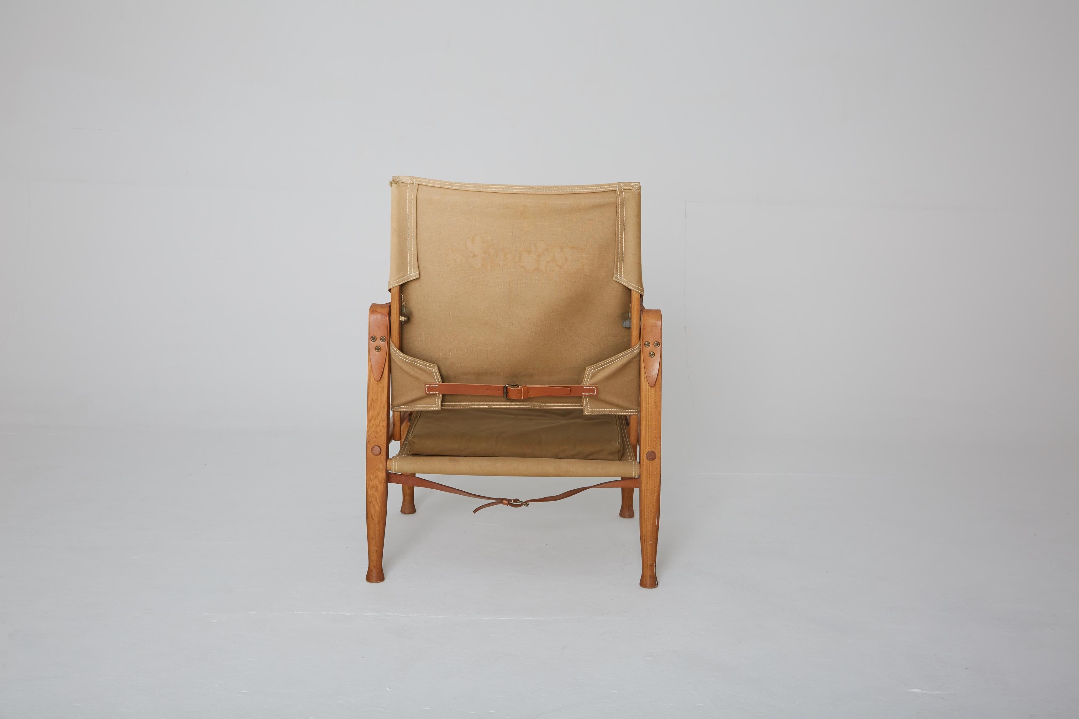Kaare Klint Safari Chair in Canvas, Made by Rud Rasmussen, Denmark, 1960s 1