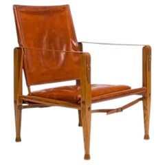 Kaare Klint Safari Chair in Oak and Leather, Denmark, Early 20th Century