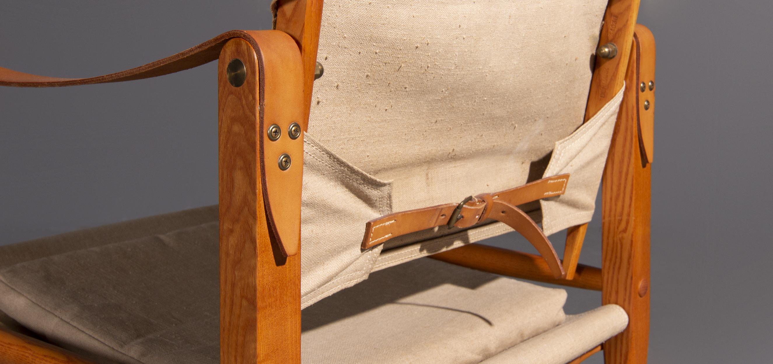 Danish Kaare Klint Safari Chair Produced by Rud Rasmussen, Denmark