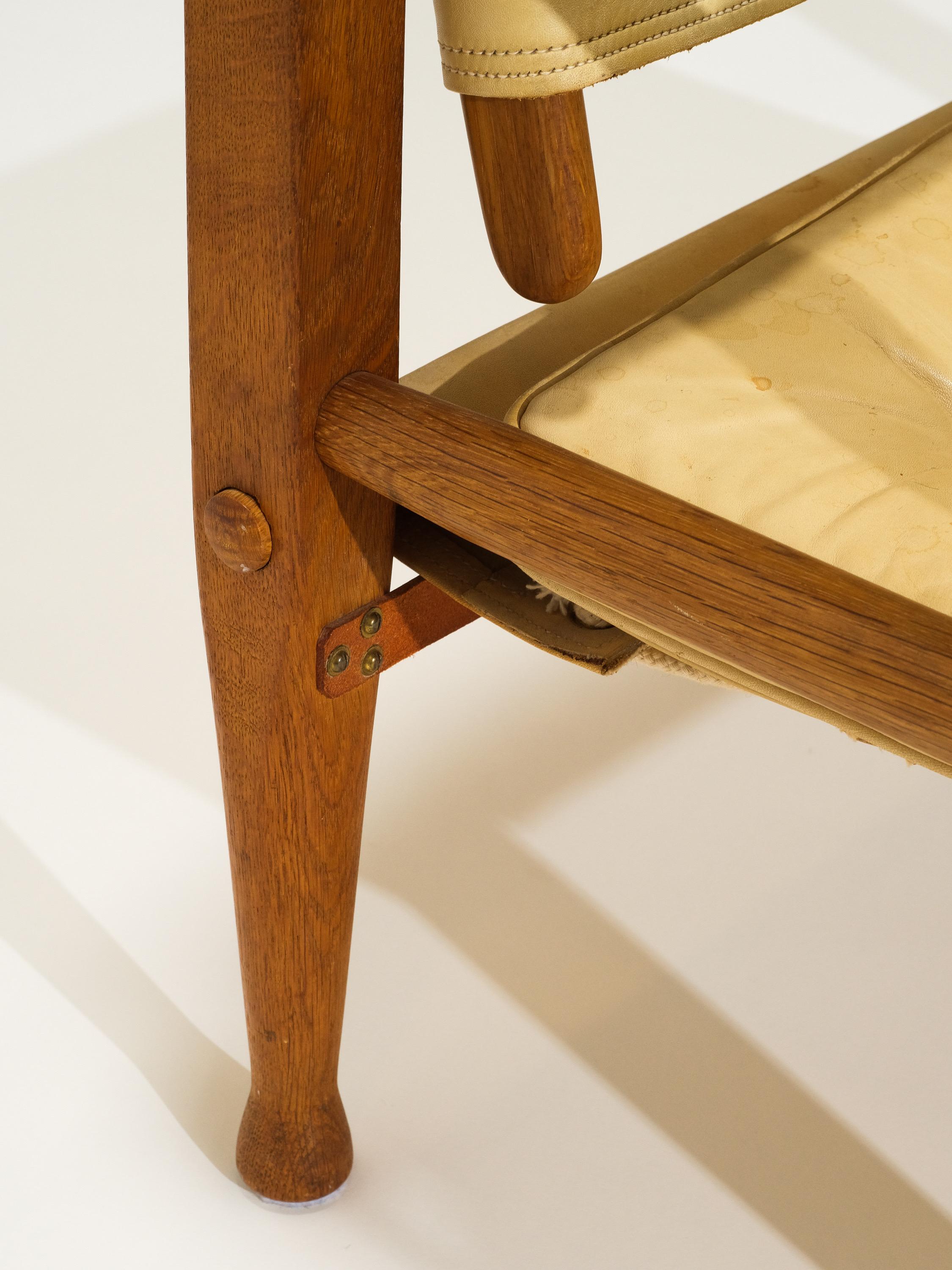 Milieu du XXe siècle Kaare Klint Safari Chair Produit par Rud Rasmussen au Danemark