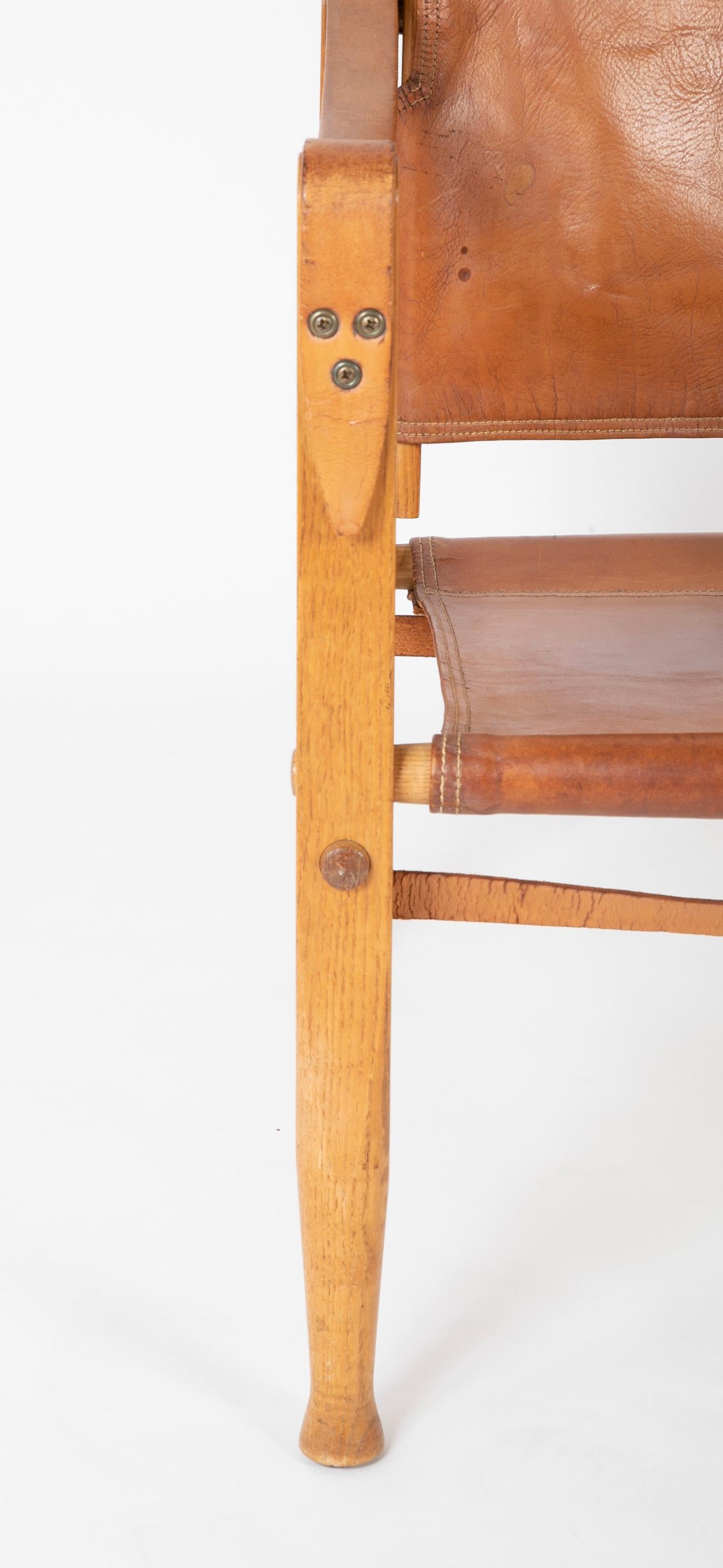 Danish Kaare Klint Safari Chair, Rasmussen Edition For Sale