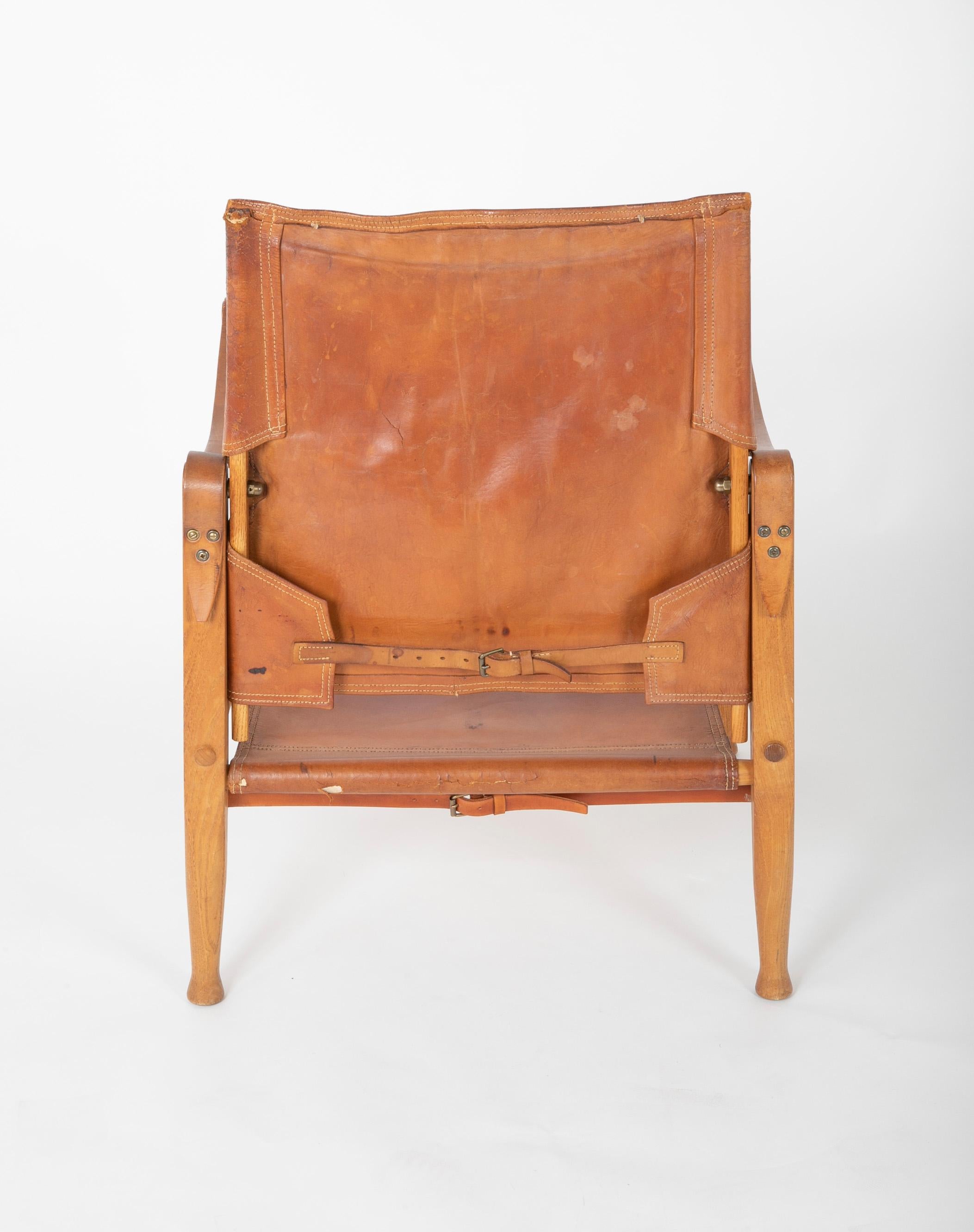 Leather Kaare Klint Safari Chair, Rasmussen Edition For Sale