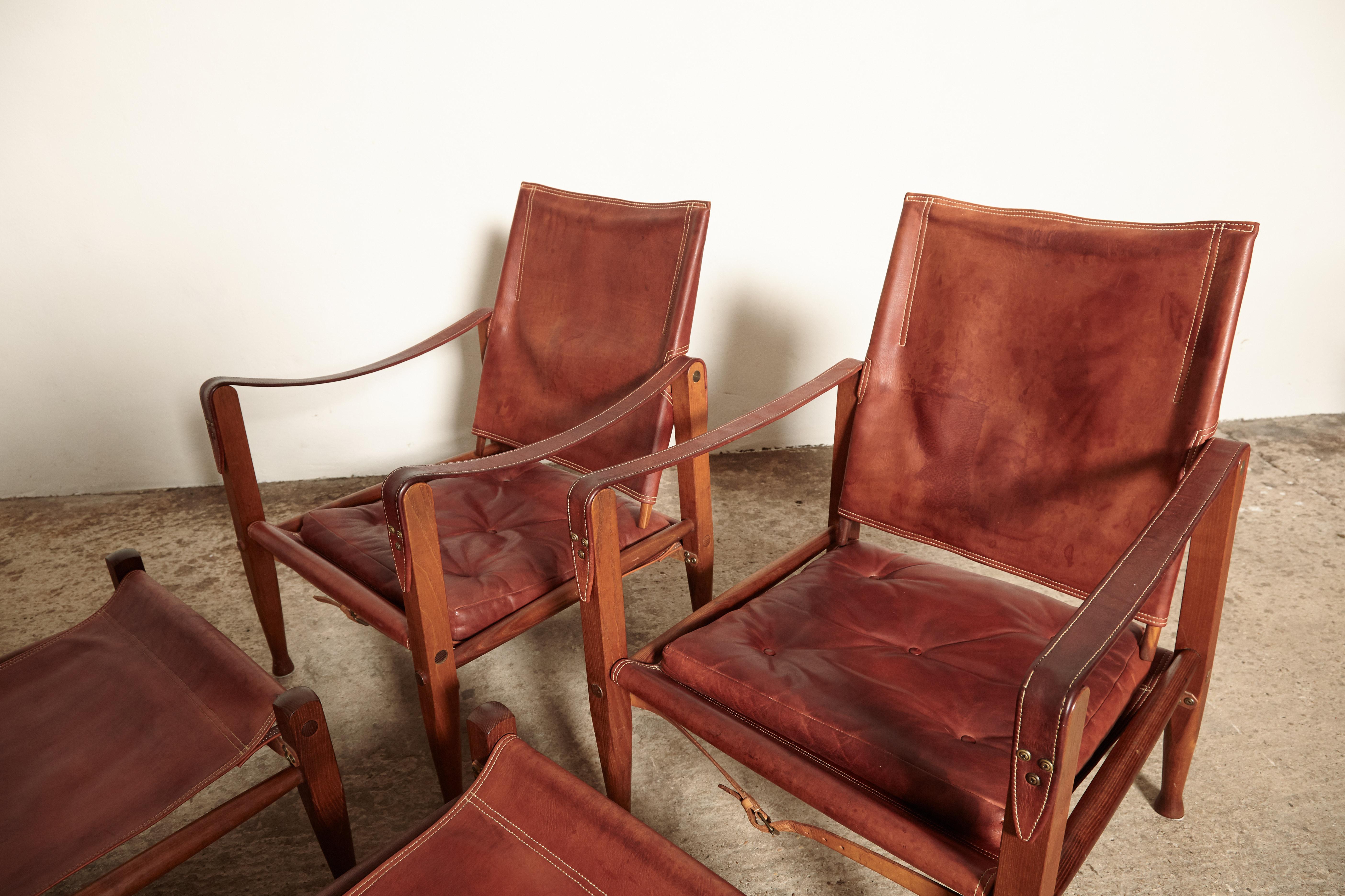Kaare Klint Safari Chairs and Footstools, Rud Rasmussen, Denmark, 1950s 9