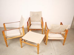Kaare Klint Safari Chairs and Footstools, Rud Rasmussen, Denmark, 1960s