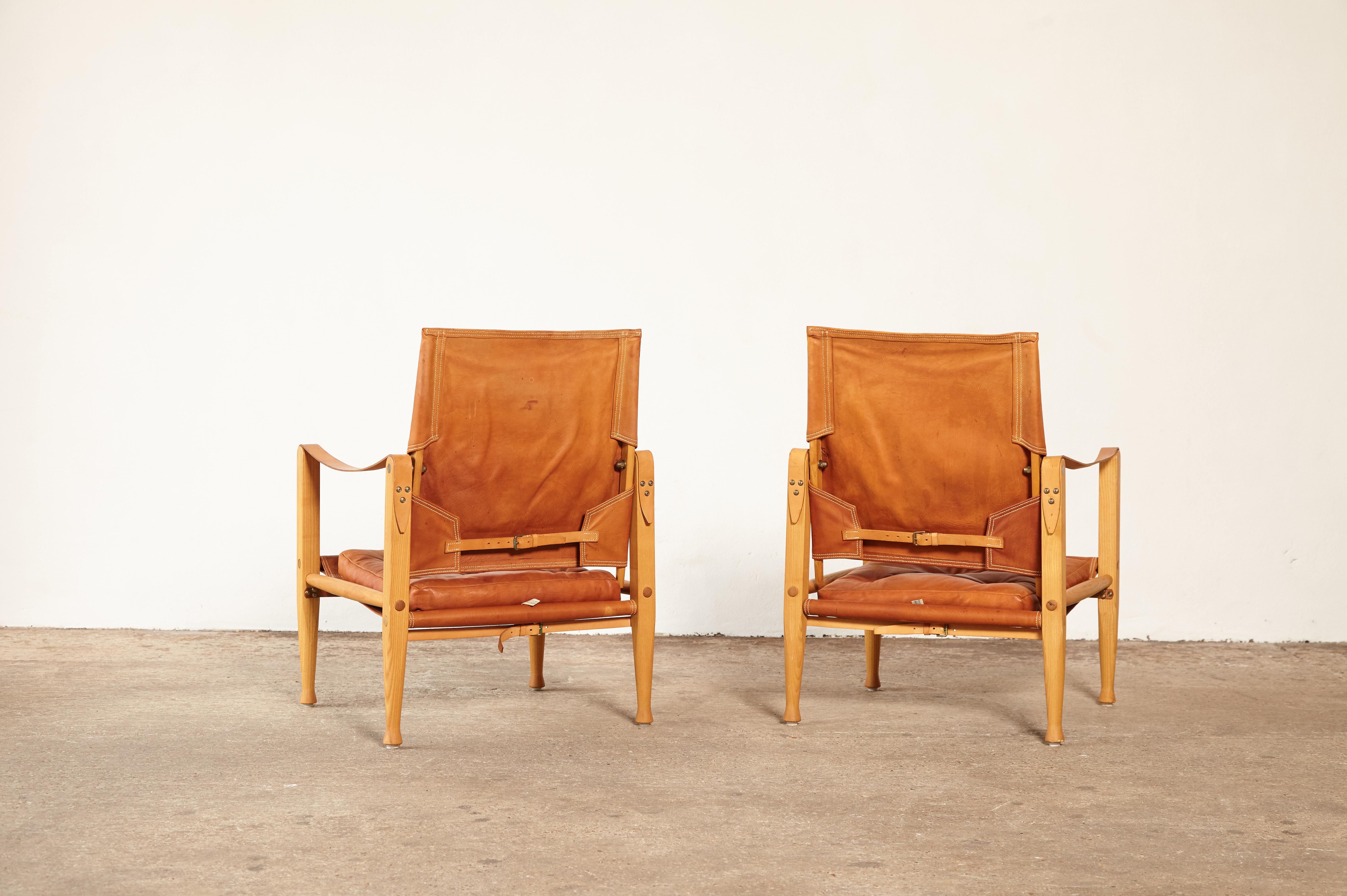 Kaare Klint Safari Chairs and Footstools, Rud Rasmussen, Denmark, 1960s In Good Condition In London, GB