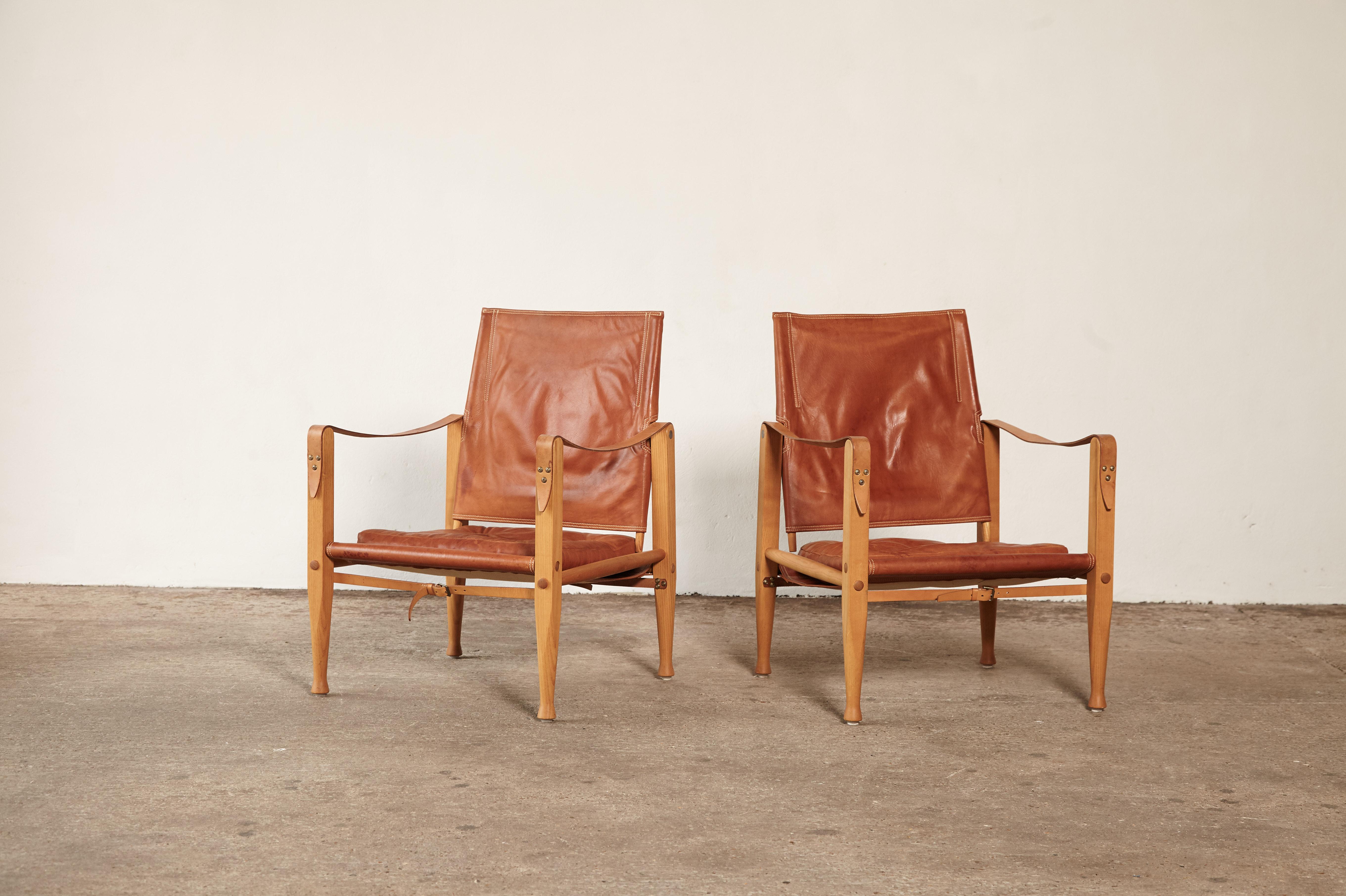 20th Century Kaare Klint Safari Chairs and Footstools, Rud Rasmussen, Denmark, 1960s