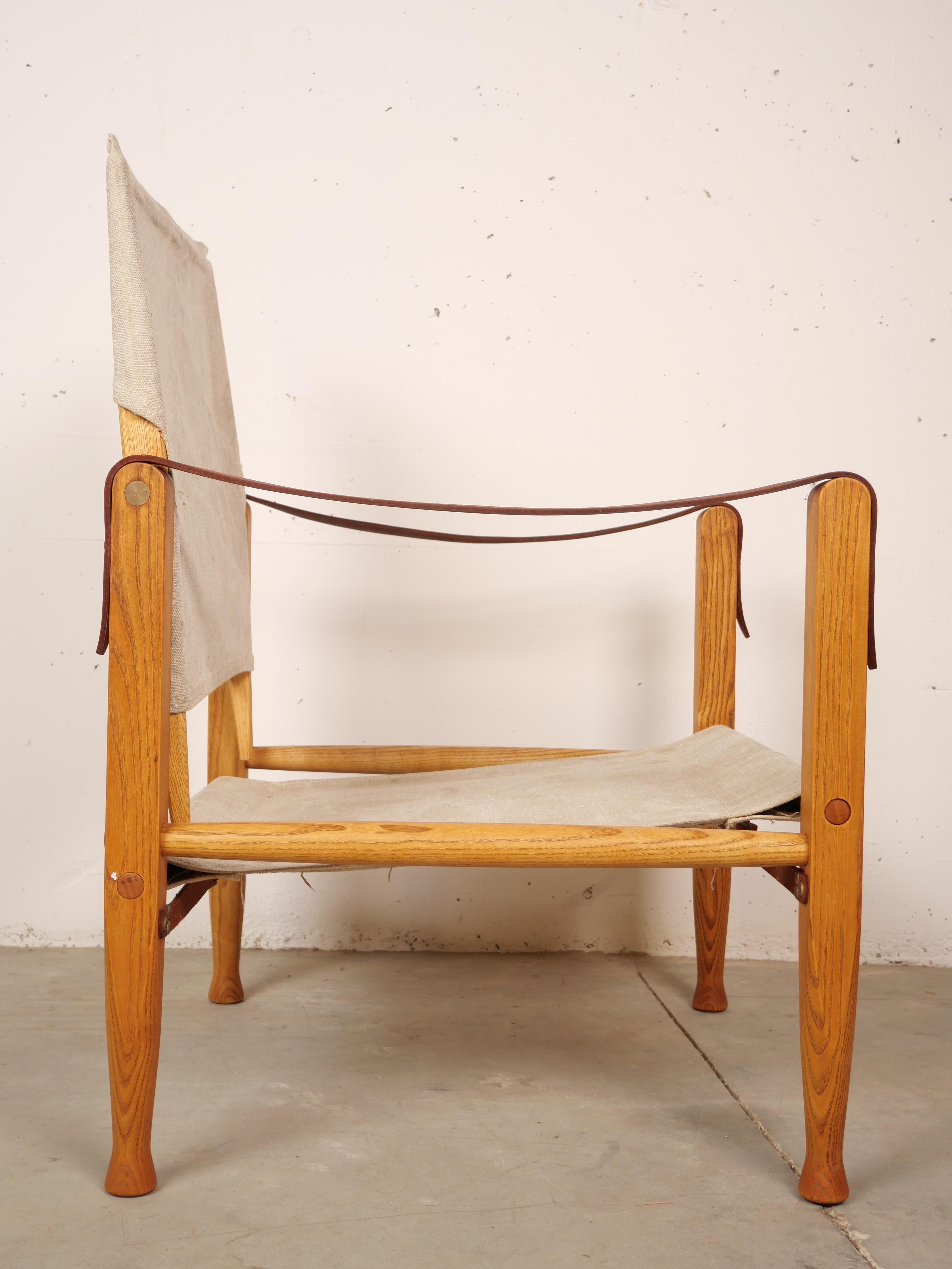 Leather Kaare Klint Safari Chairs and Footstools, Rud Rasmussen, Denmark, 1960s