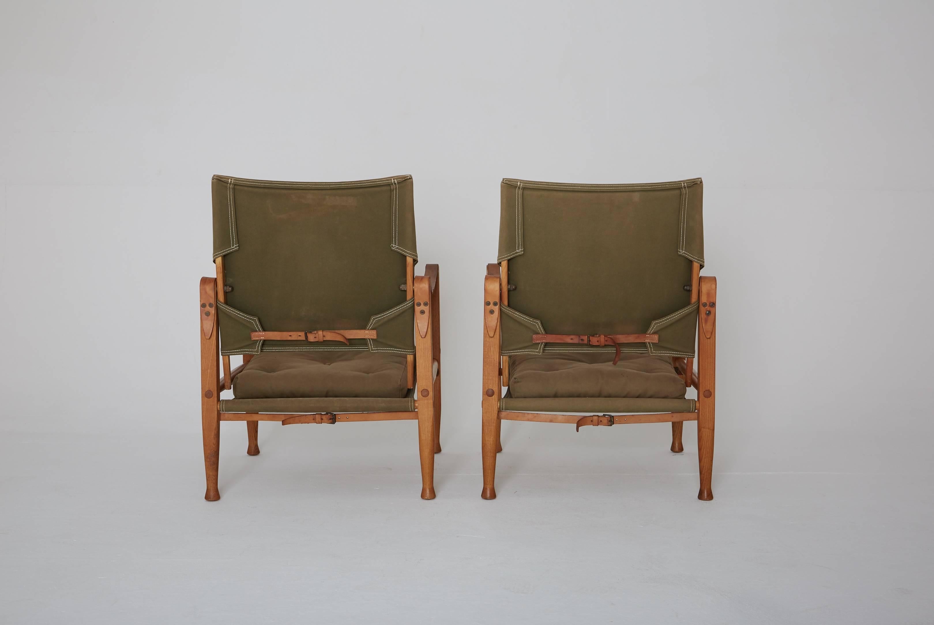 Kaare Klint Safari Chairs and Stool in Canvas, Rud Rasmussen, Denmark, 1960s 1