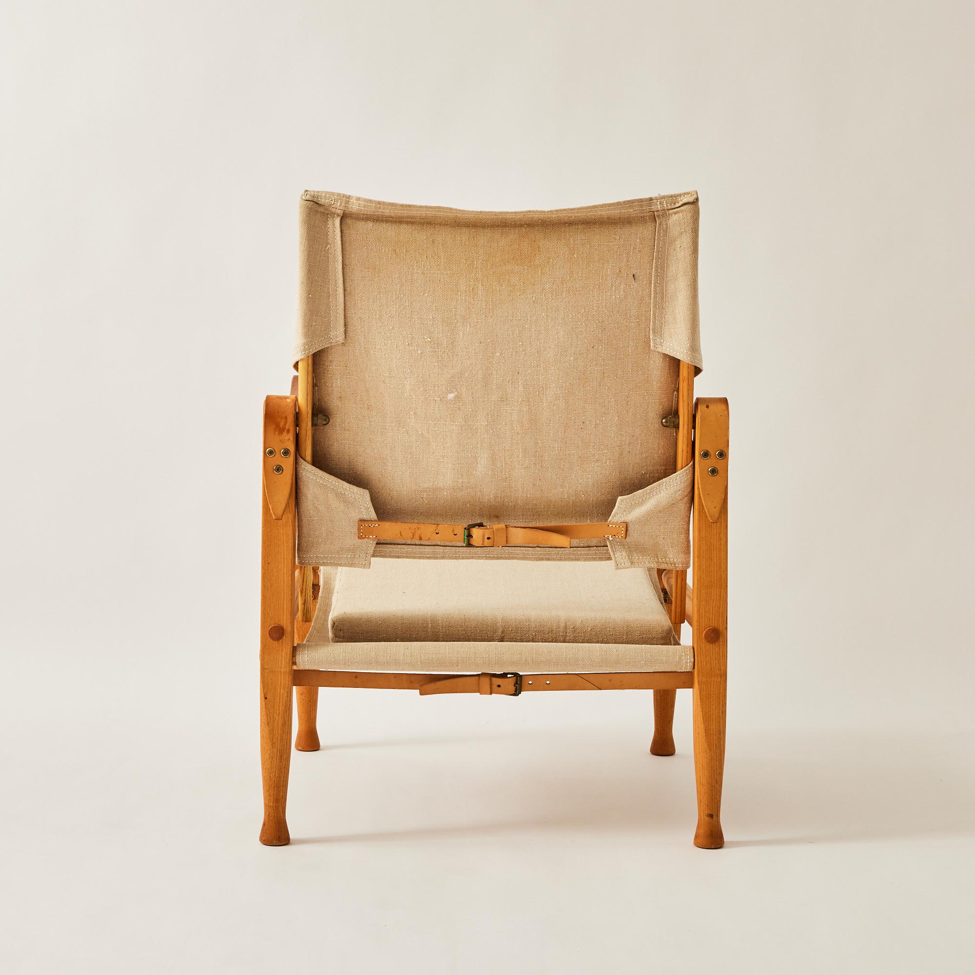 Kaare Klint Safari Chairs for Rud Rasmussen, Ash and Canvas 1960s 4