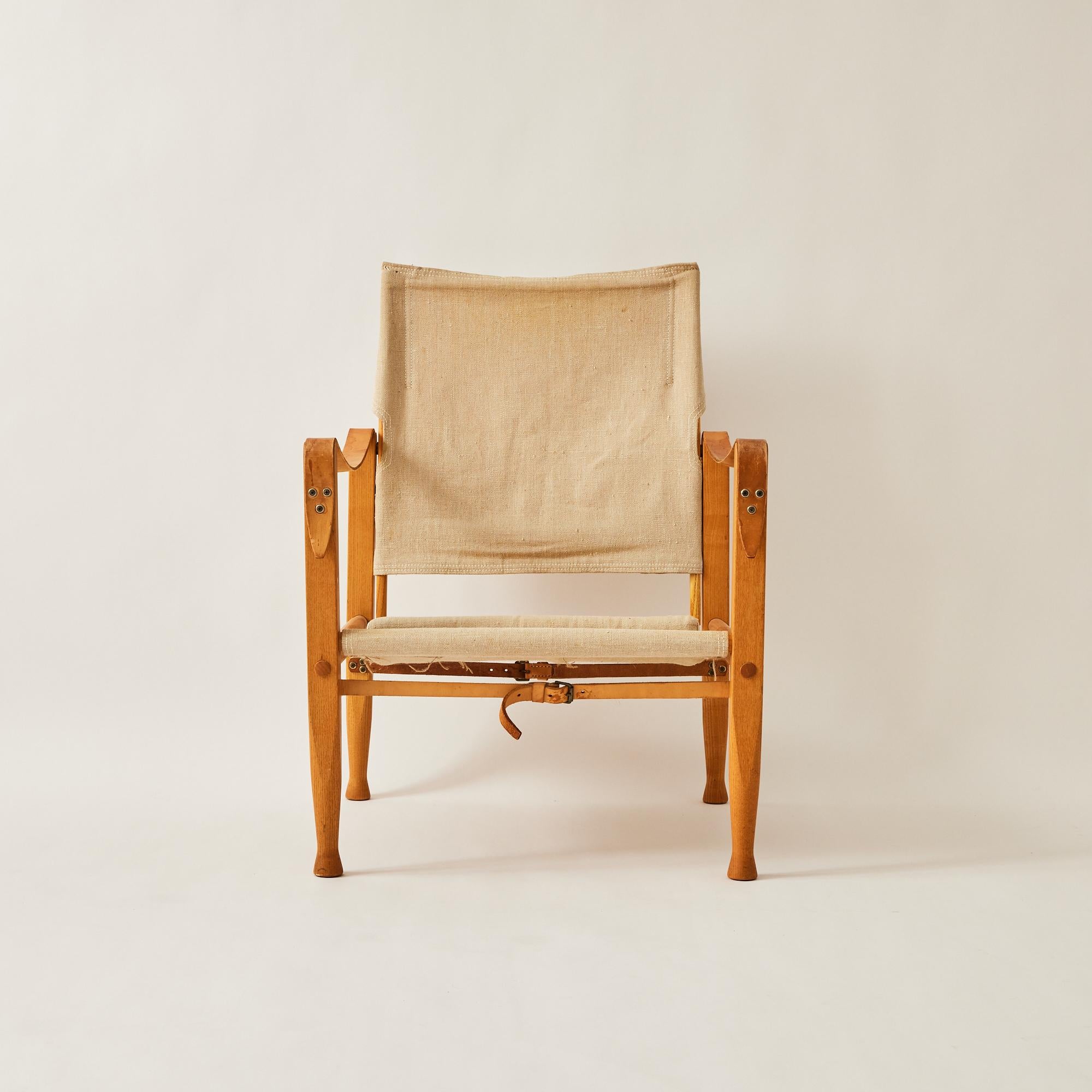 Kaare Klint Safari Chairs for Rud Rasmussen, Ash and Canvas 1960s 1