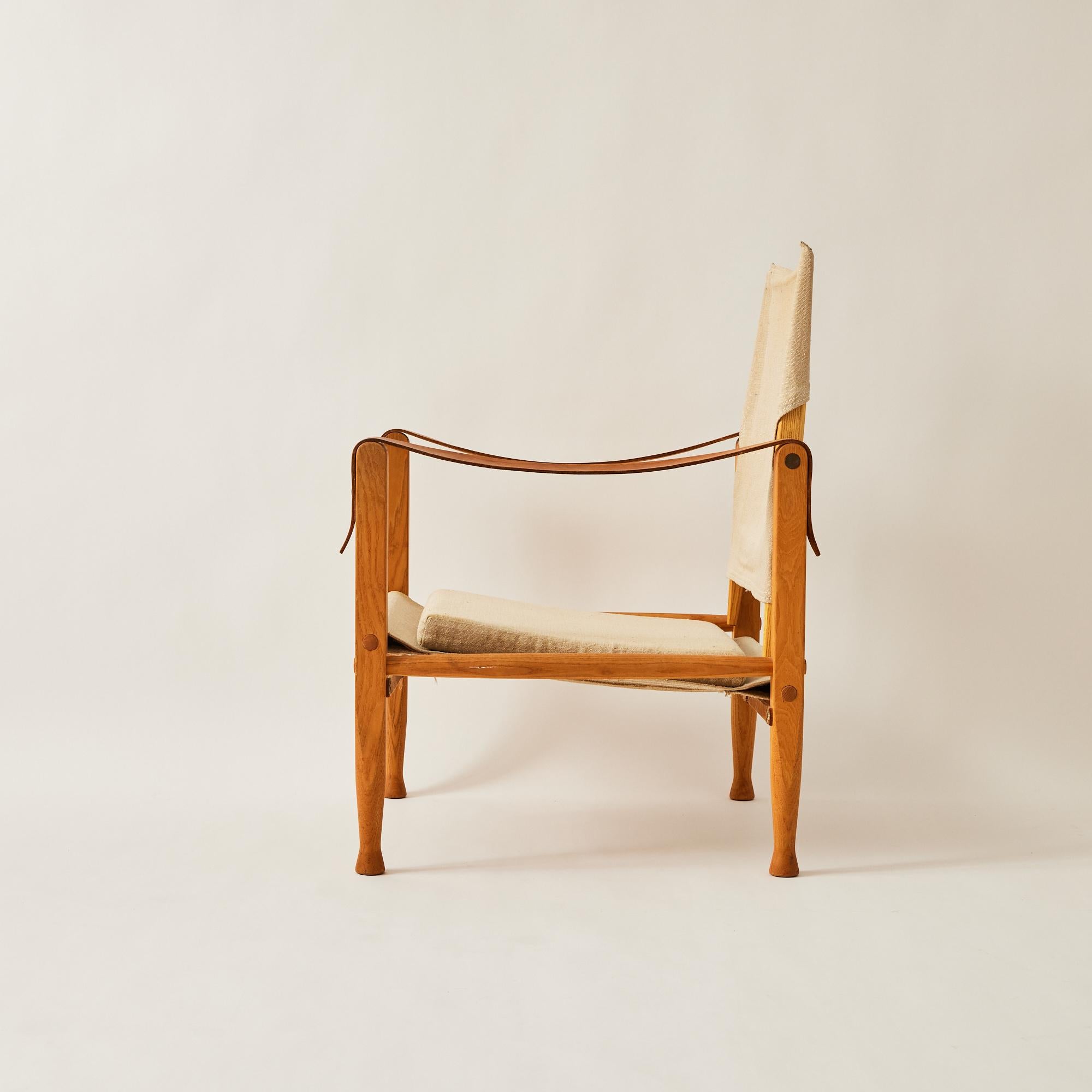 Kaare Klint Safari Chairs for Rud Rasmussen, Ash and Canvas 1960s 2
