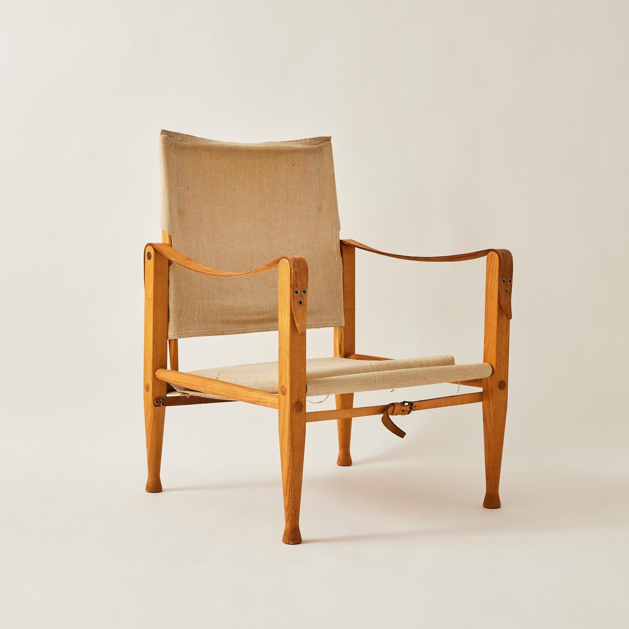 Kaare Klint Safari Chairs for Rud Rasmussen, Ash and Canvas 1960s 3