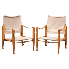 Kaare Klint Safari Chairs for Rud Rasmussen, Ash and Canvas 1960s