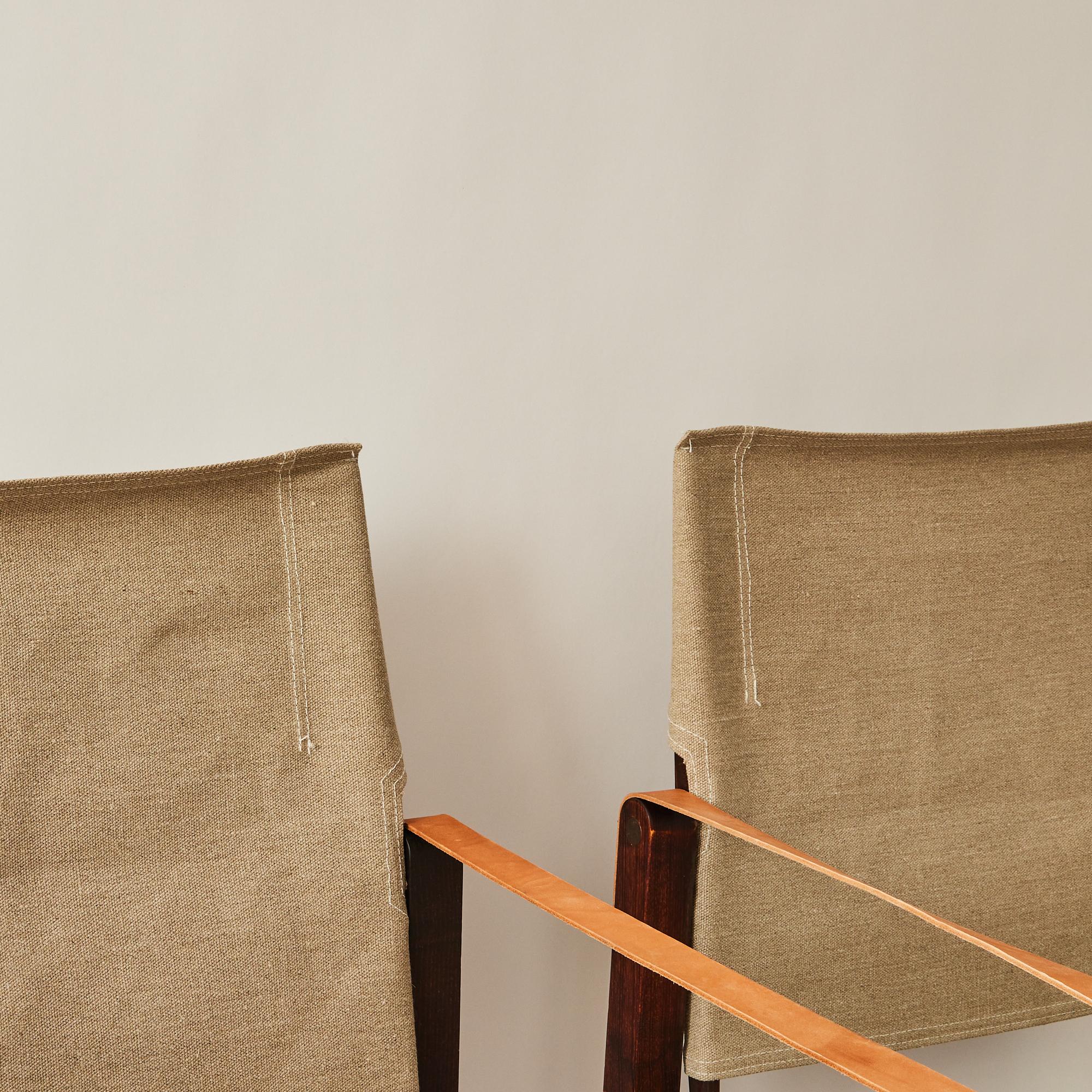 Kaare Klint Safari Chairs for Rud Rasmussen in Ash and Canvas- a Pair For Sale 4