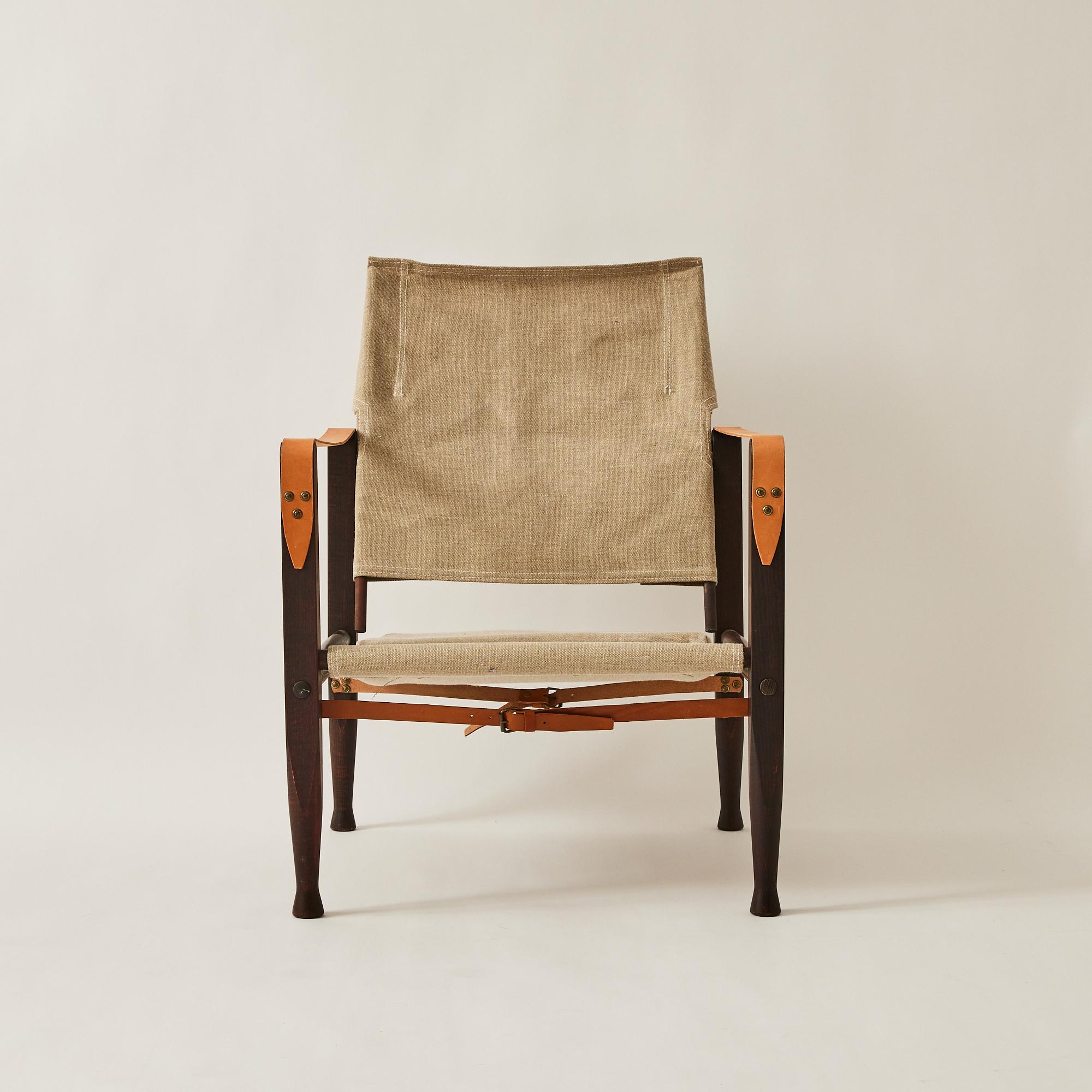 Kaare Klint Safari Chairs for Rud Rasmussen in Ash and Canvas- a Pair For Sale 2