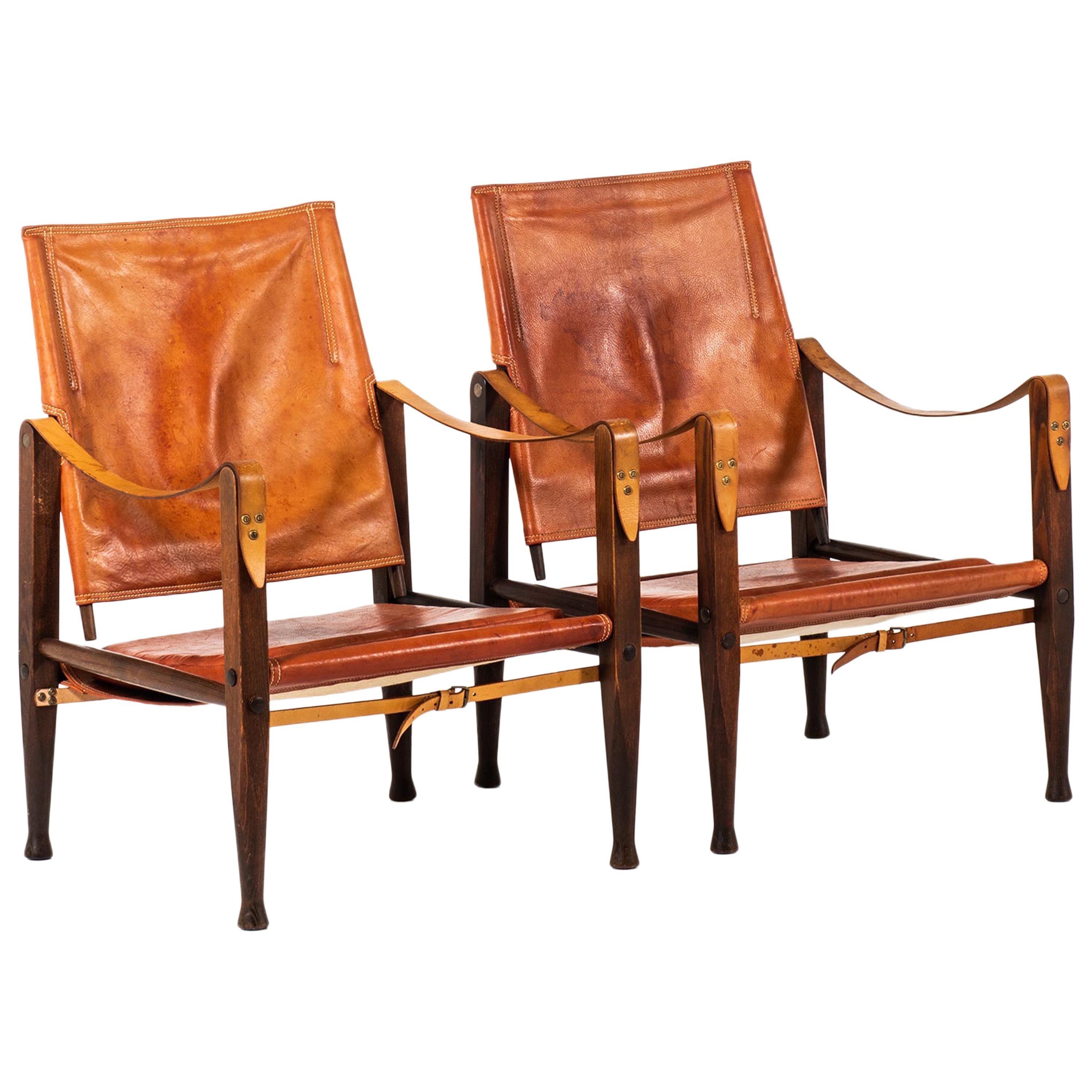 Pair of Oxhide Safari Chairs by Kaare Klint for Rud. Rasmussen at 1stDibs