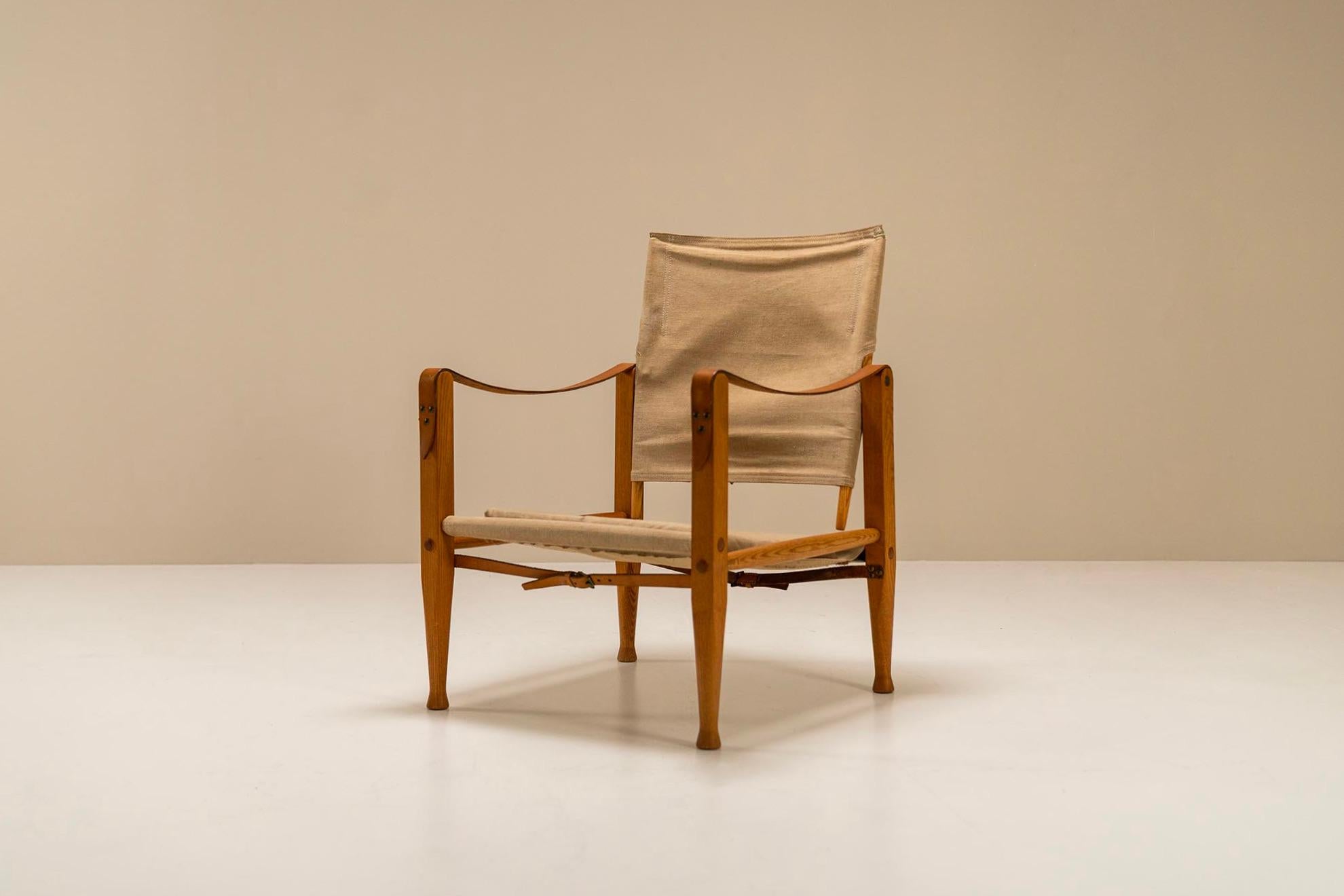 Scandinavian Modern Kaare Klint 'Safari' Lounge Chair for Red Rasmussen, Denmark, 1960s