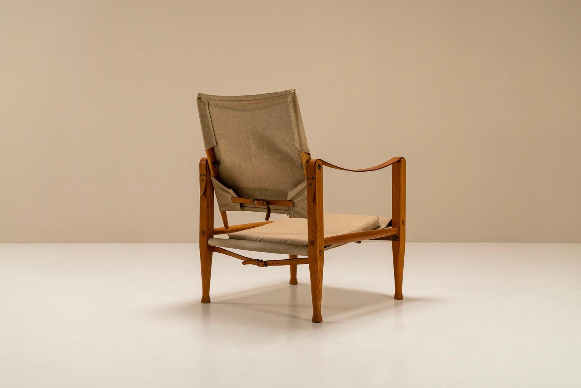 Mid-20th Century Kaare Klint 'Safari' Lounge Chair for Red Rasmussen, Denmark, 1960s