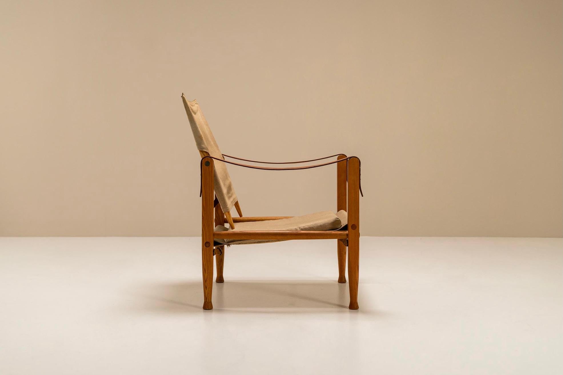Leather Kaare Klint 'Safari' Lounge Chair for Red Rasmussen, Denmark, 1960s