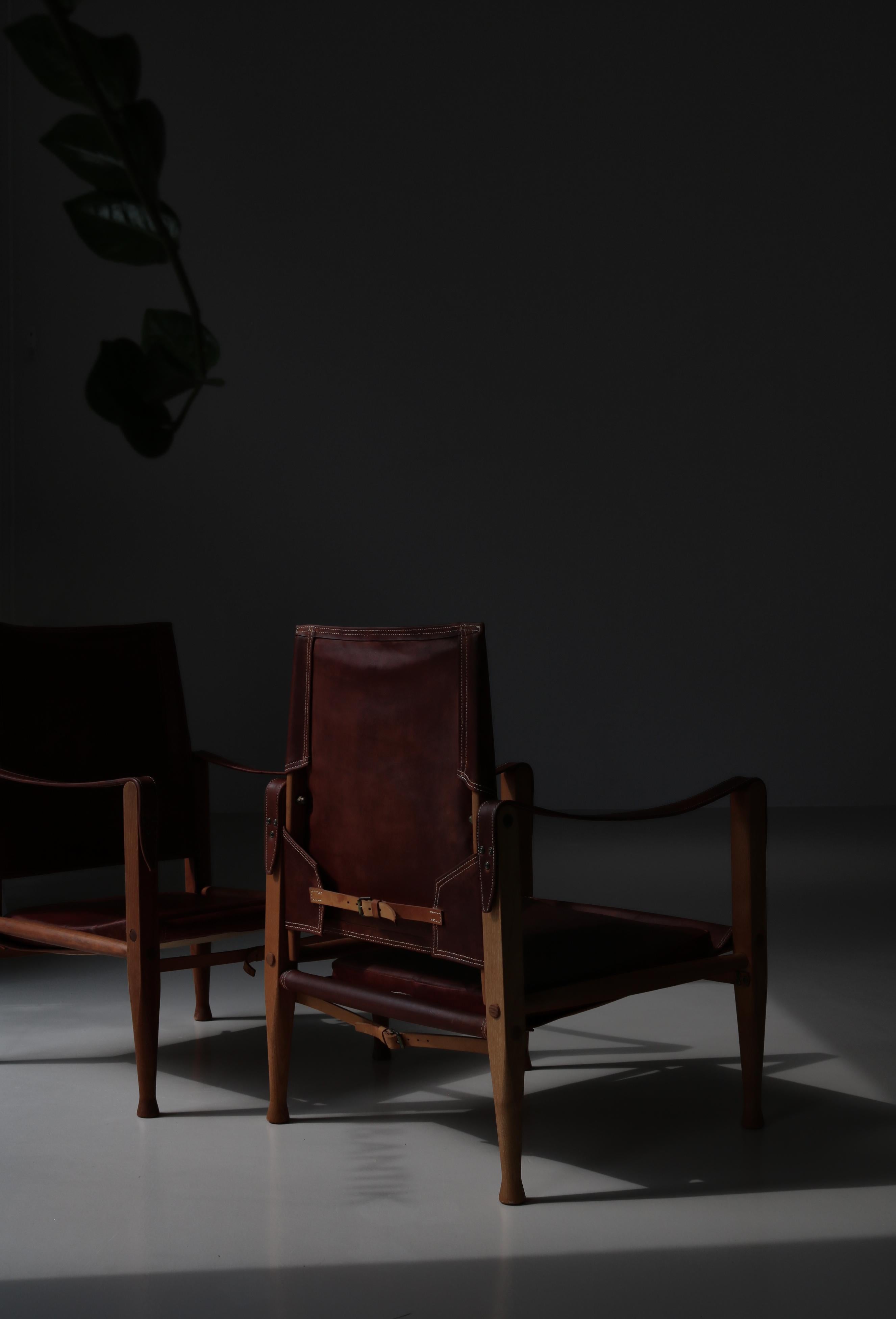 Kaare Klint „Safari“ Loungesessel aus rotem Leder und Esche, Rud Rasmussen, 1950er Jahre im Angebot 11