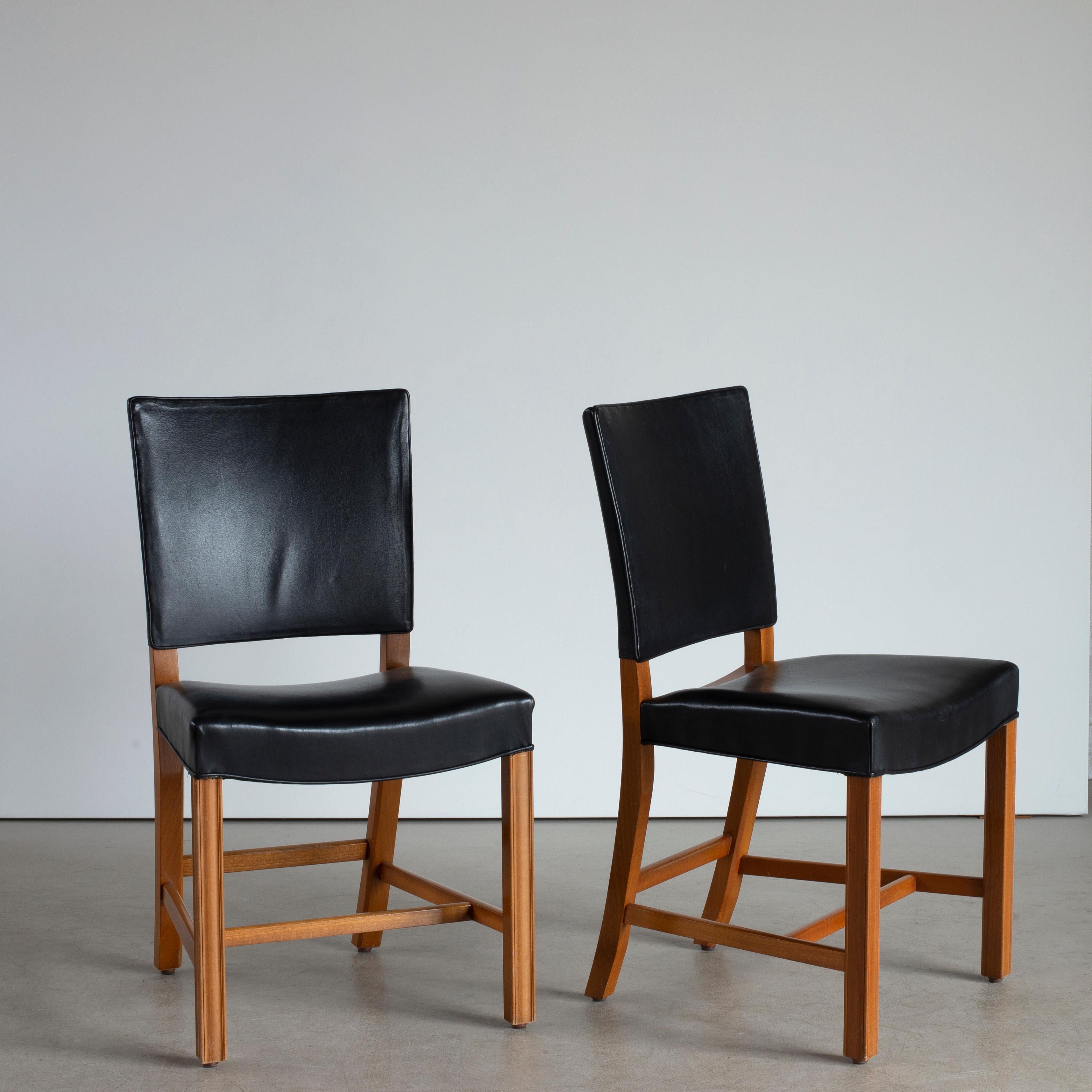 20th Century Kaare Klint Set of Eight Red Chairs for Rud, Rasmussen For Sale