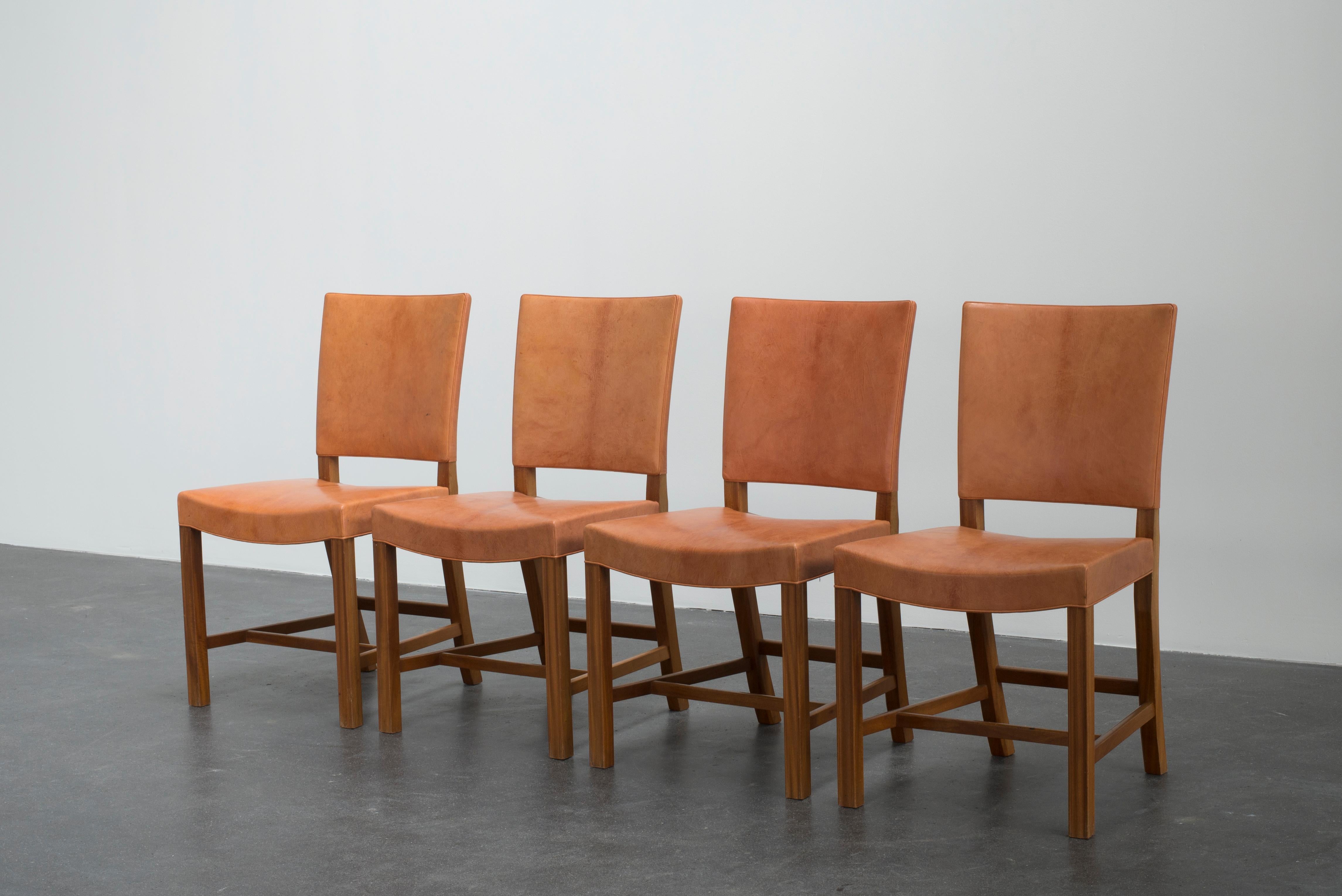 20th Century Kaare Klint Set of Four Red Chairs for Rud. Rasmussen