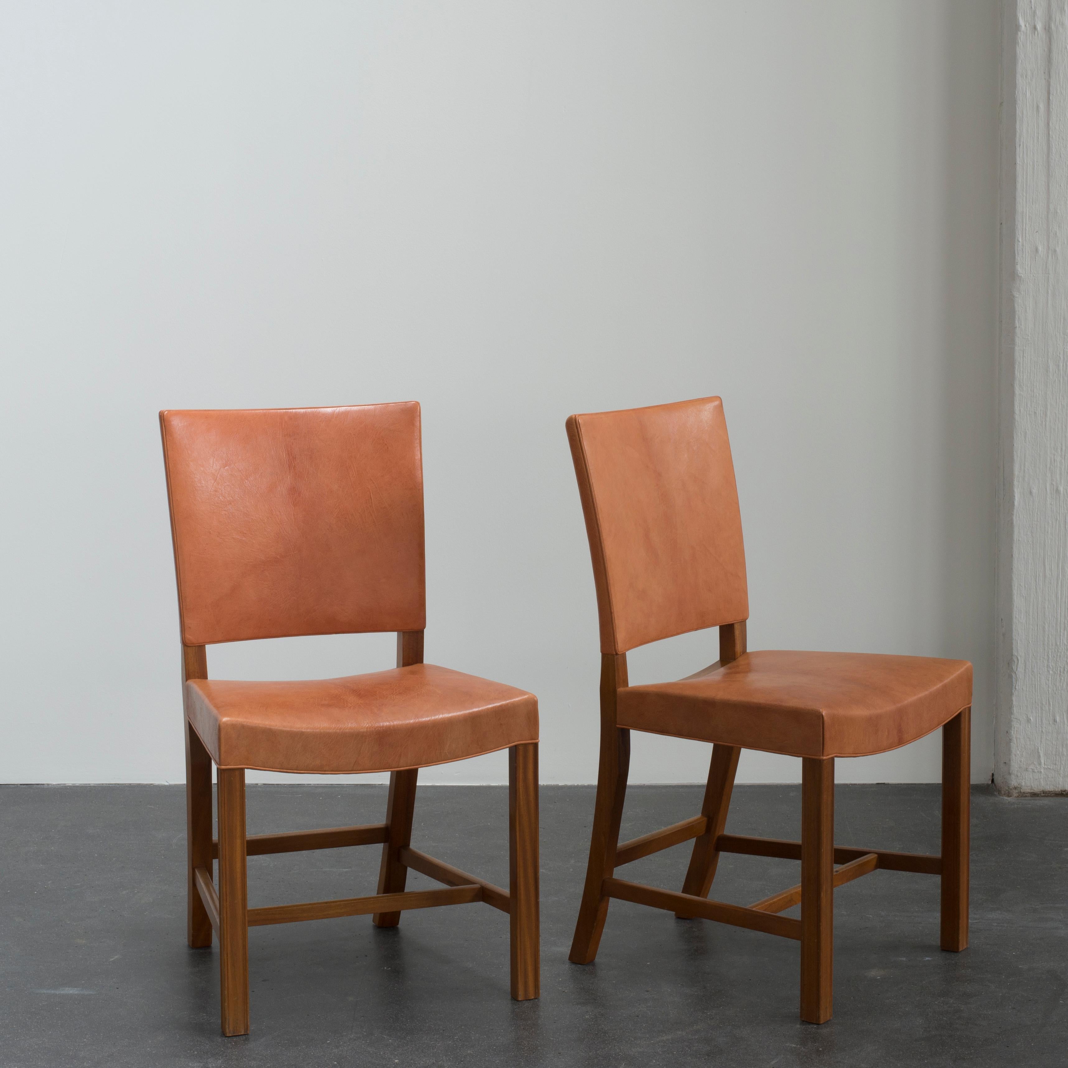 Kaare Klint Set of Four Red Chairs for Rud. Rasmussen 1