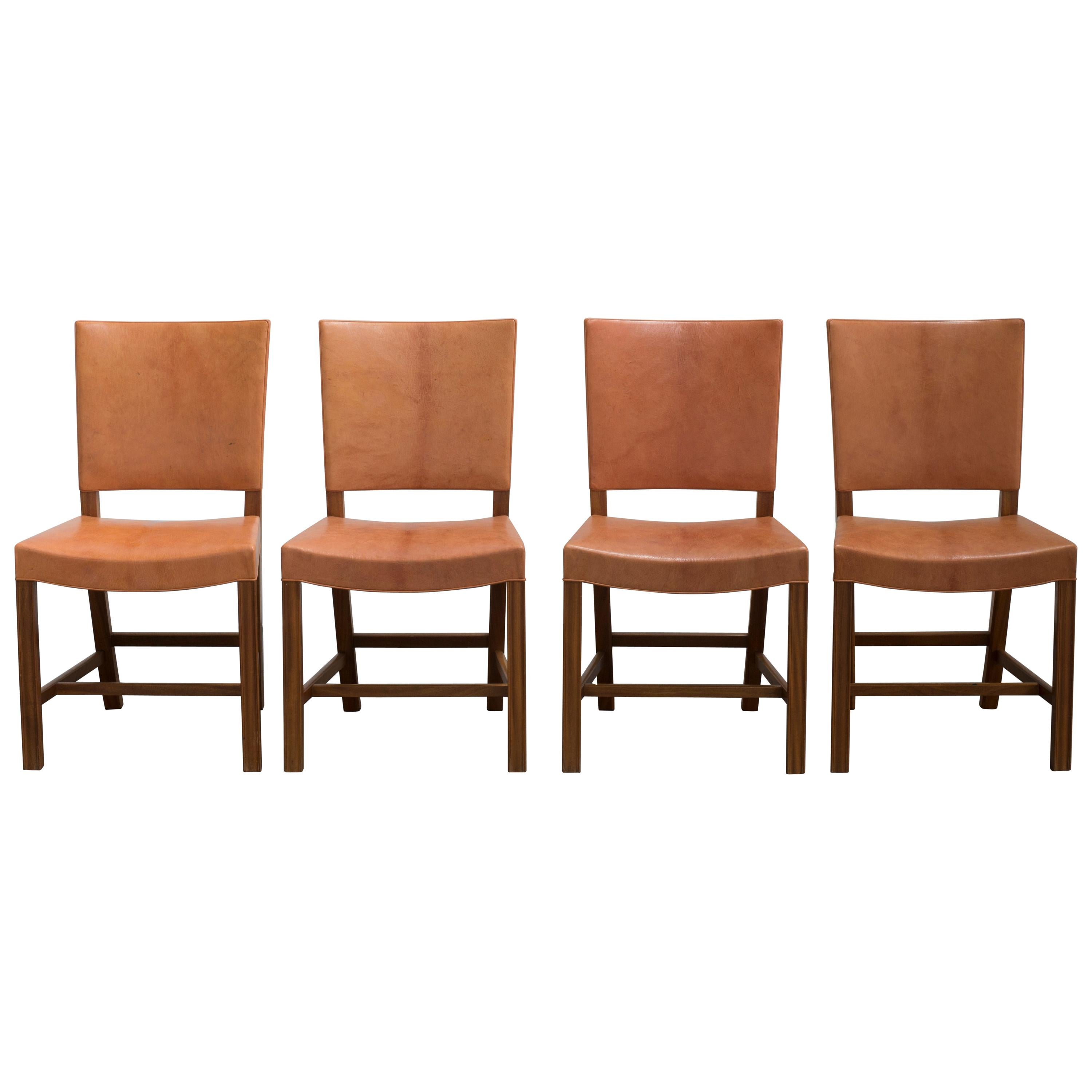 Kaare Klint Set of Four Red Chairs for Rud. Rasmussen