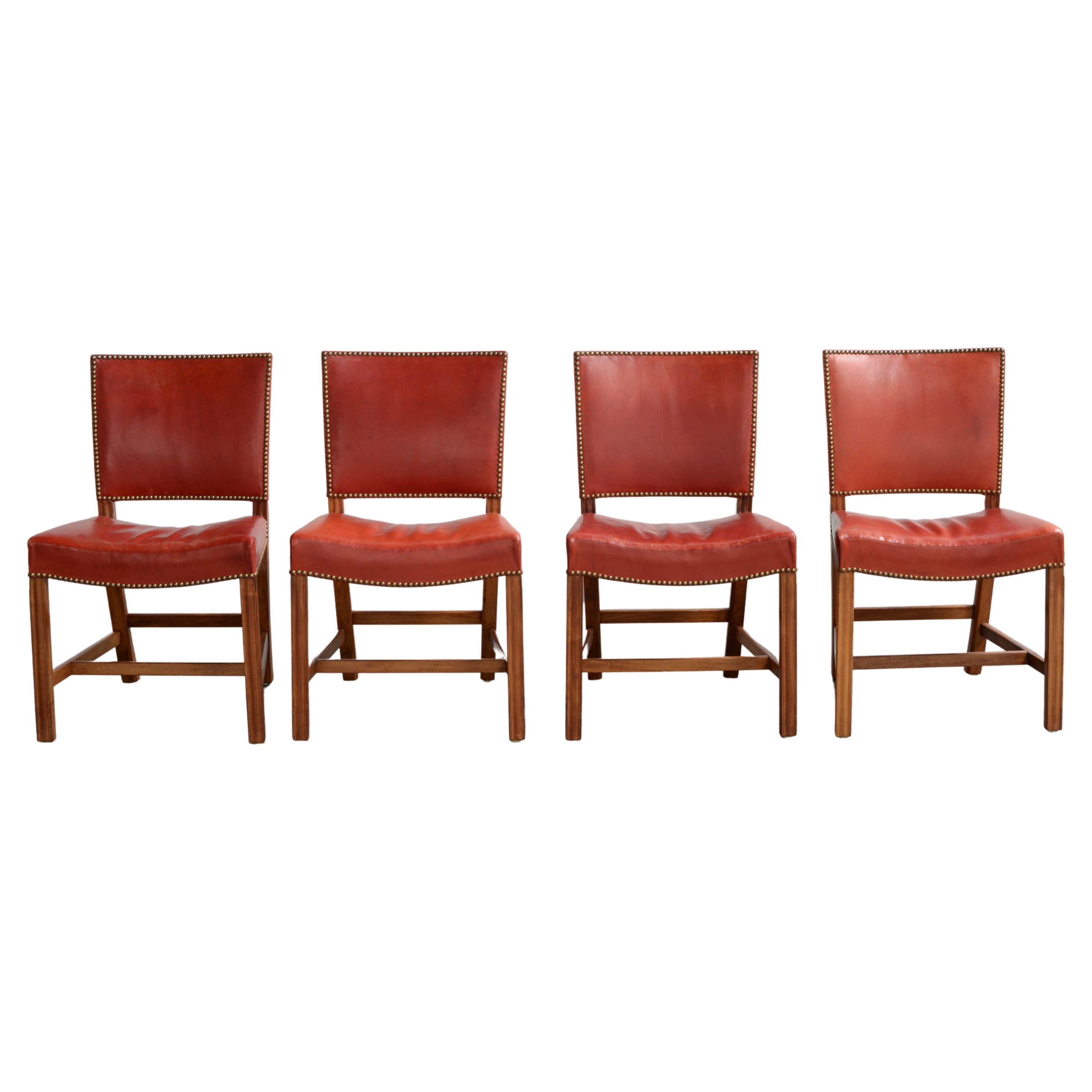 Kaare Klint Set of Four Red Chairs for Rud, Rasmussen