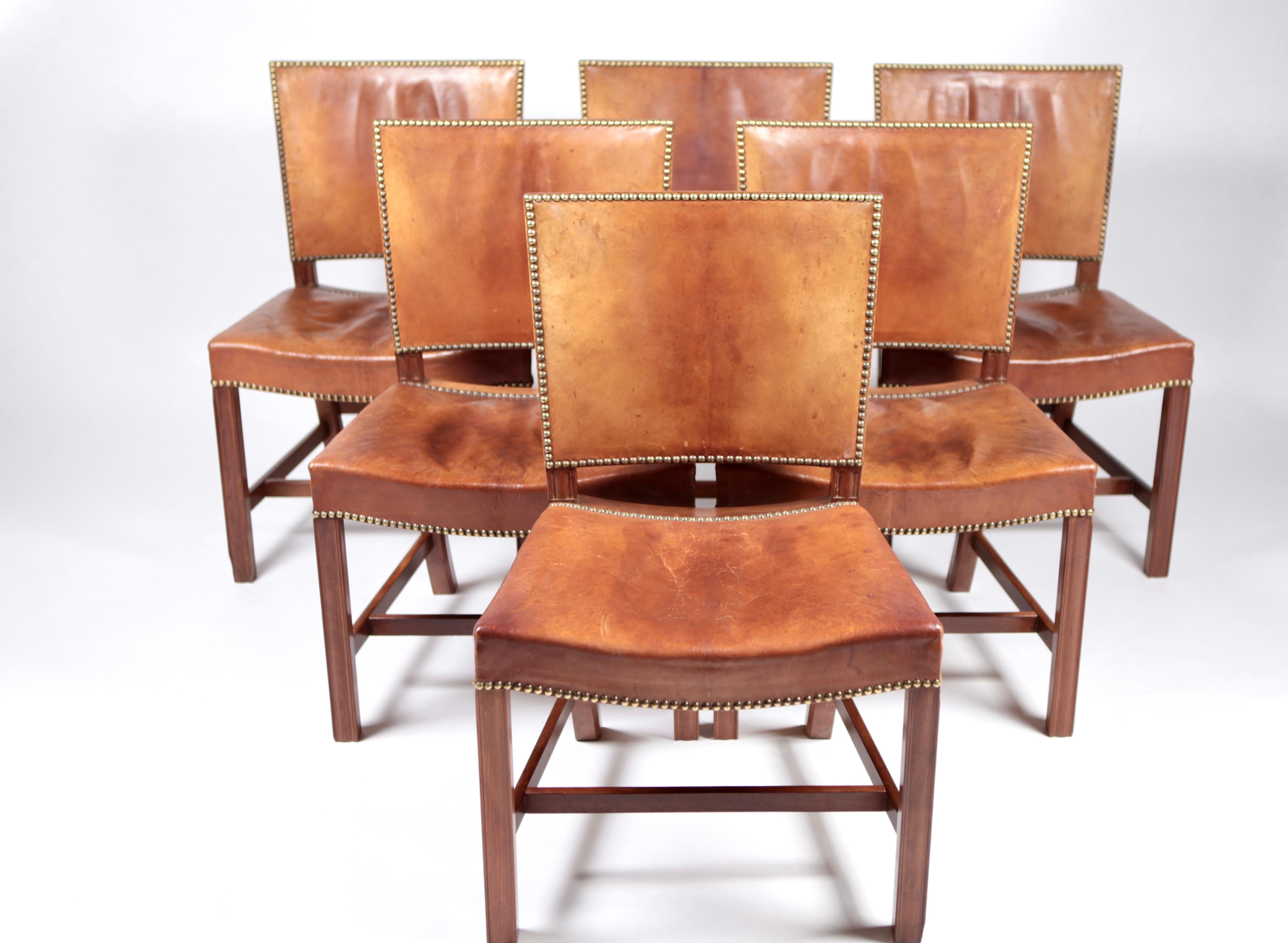 Danish Kaare Klint, Set of Six 'Barcelona' Dining Chairs, Model 3758