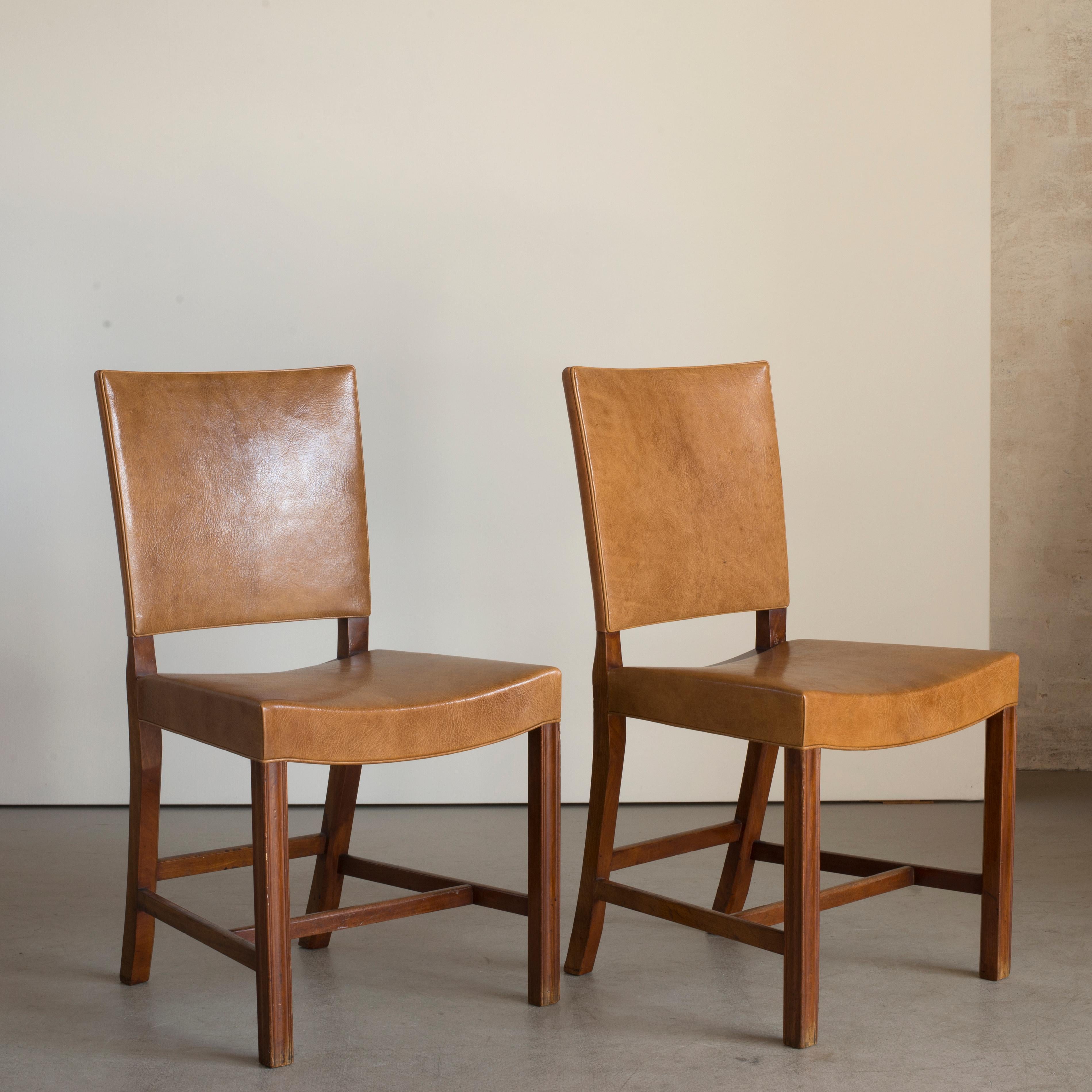 Mid-20th Century Kaare Klint Set of Six Red Chairs for Rud. Rasmussen