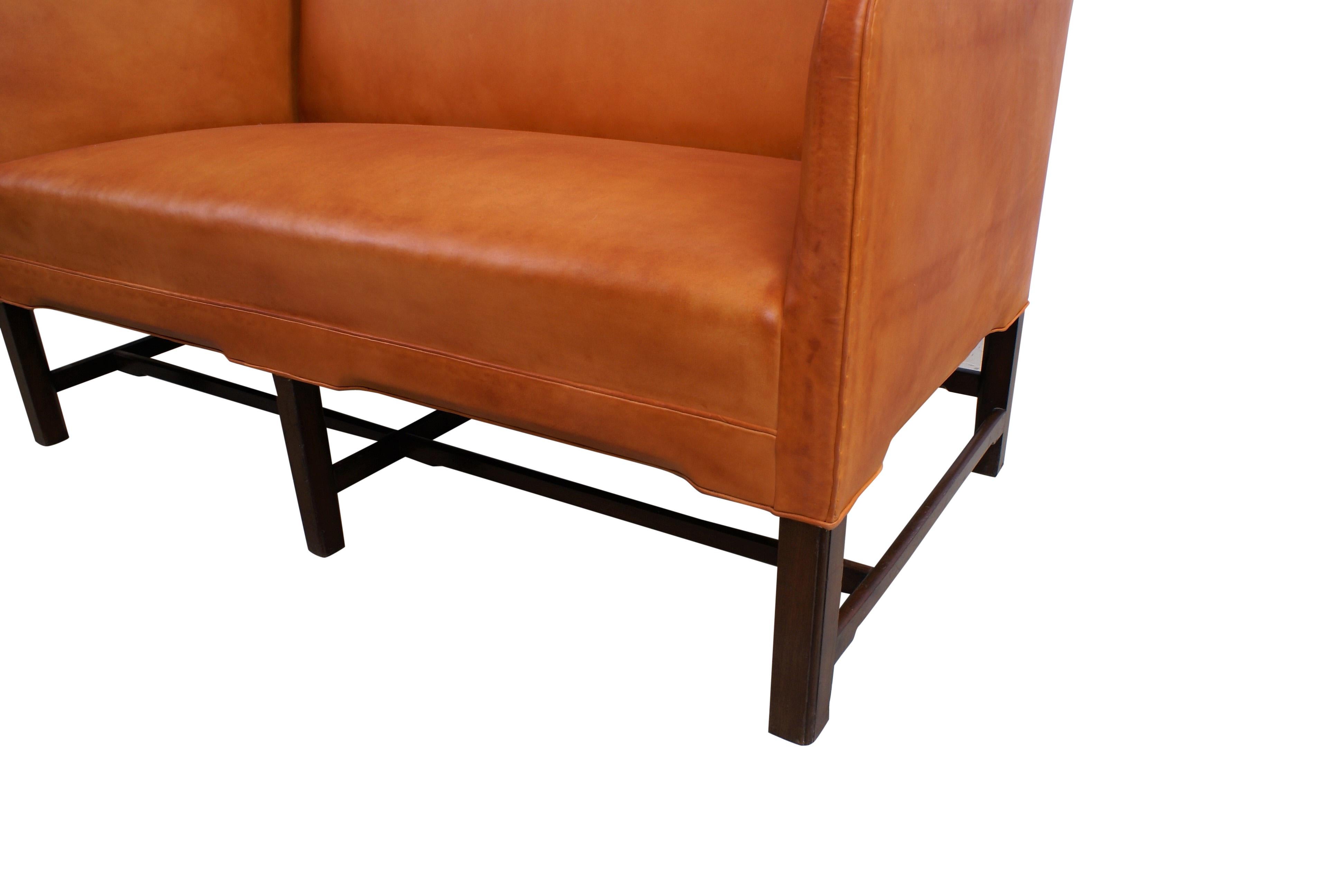 Kaare Klint Settee in Cuban Mahogany and Natural Leather, Model 5011, 1935 In Excellent Condition In Copenhagen, DK