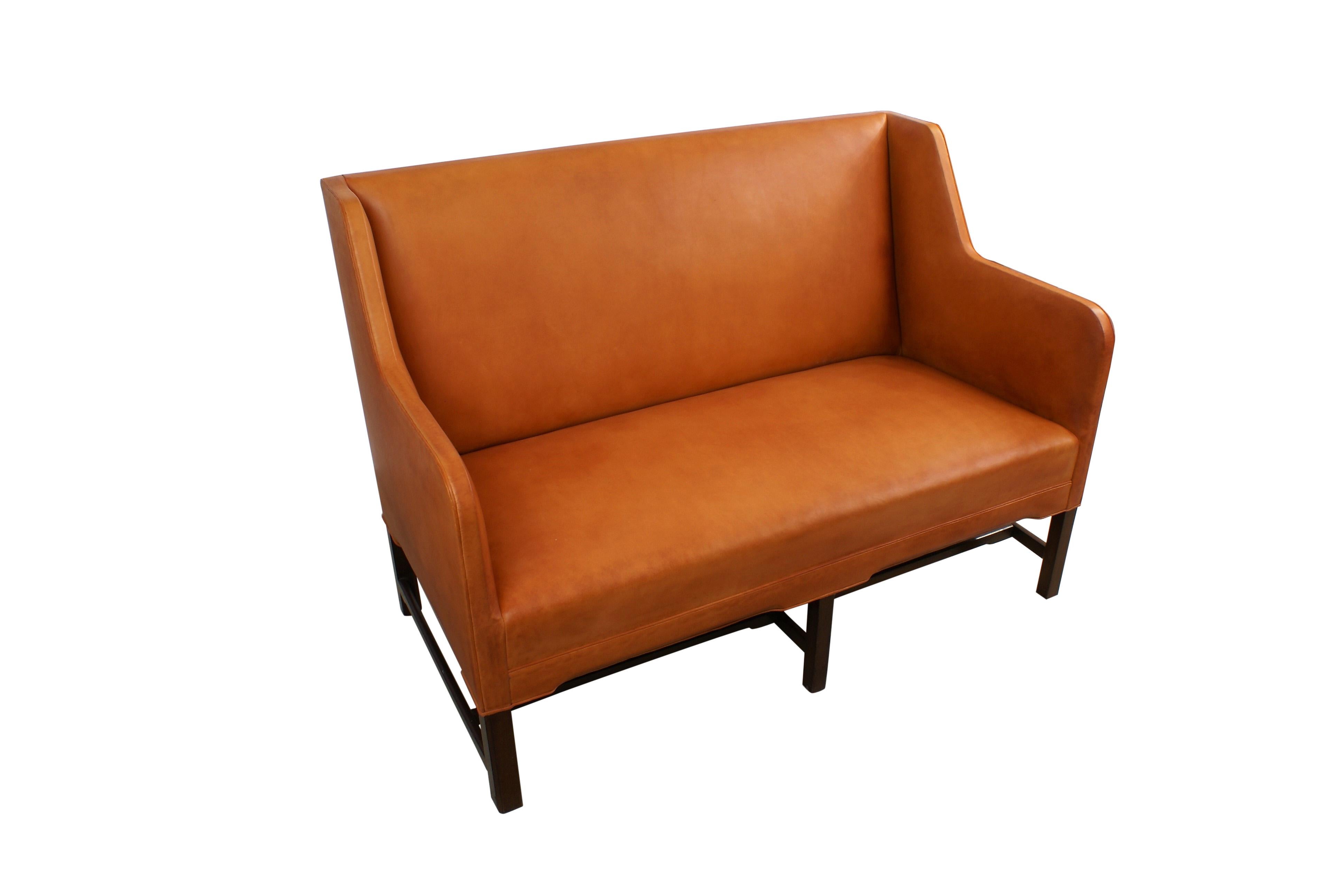 Kaare Klint Settee in Cuban Mahogany and Natural Leather, Model 5011, 1935 1