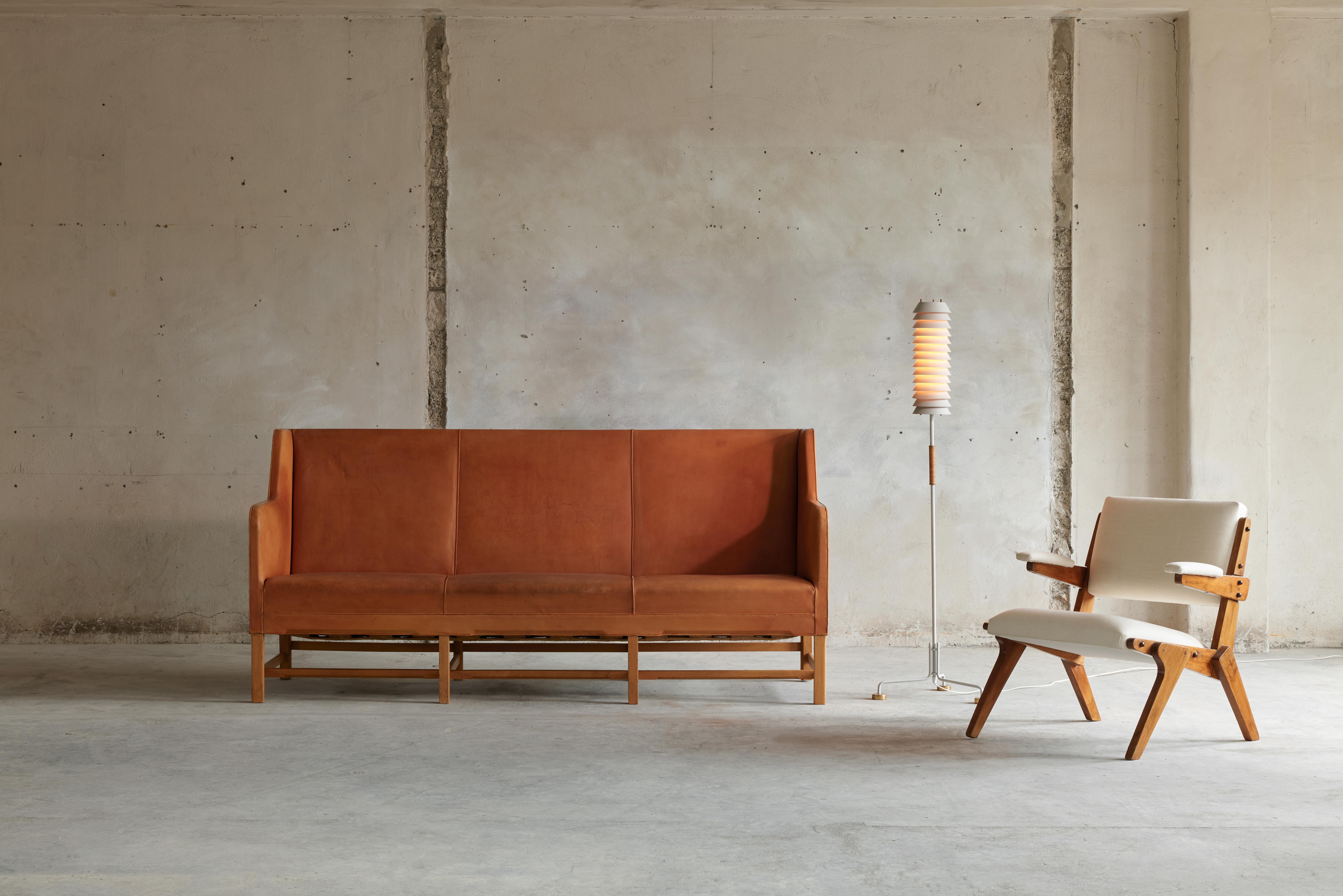 Kaare Klint Sofa '4118' in Mahogany and Original Cognac Leather 4