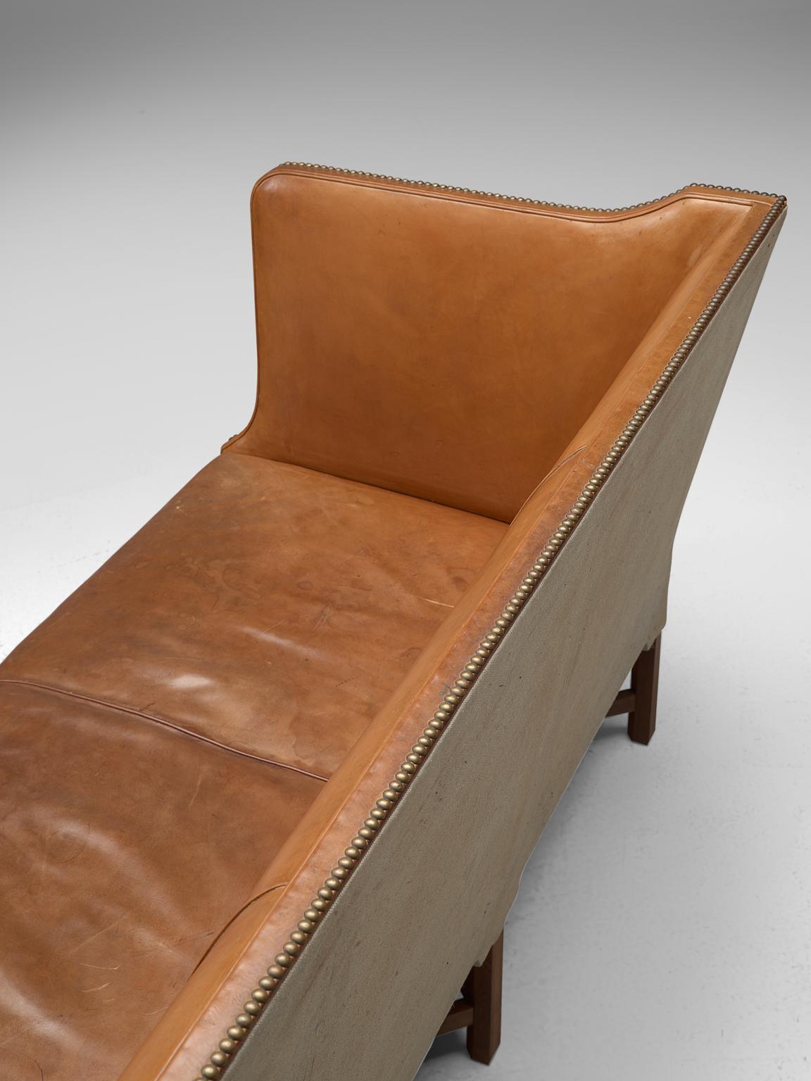 Kaare Klint Sofa '4118' in Mahogany and Original Cognac Leather 1