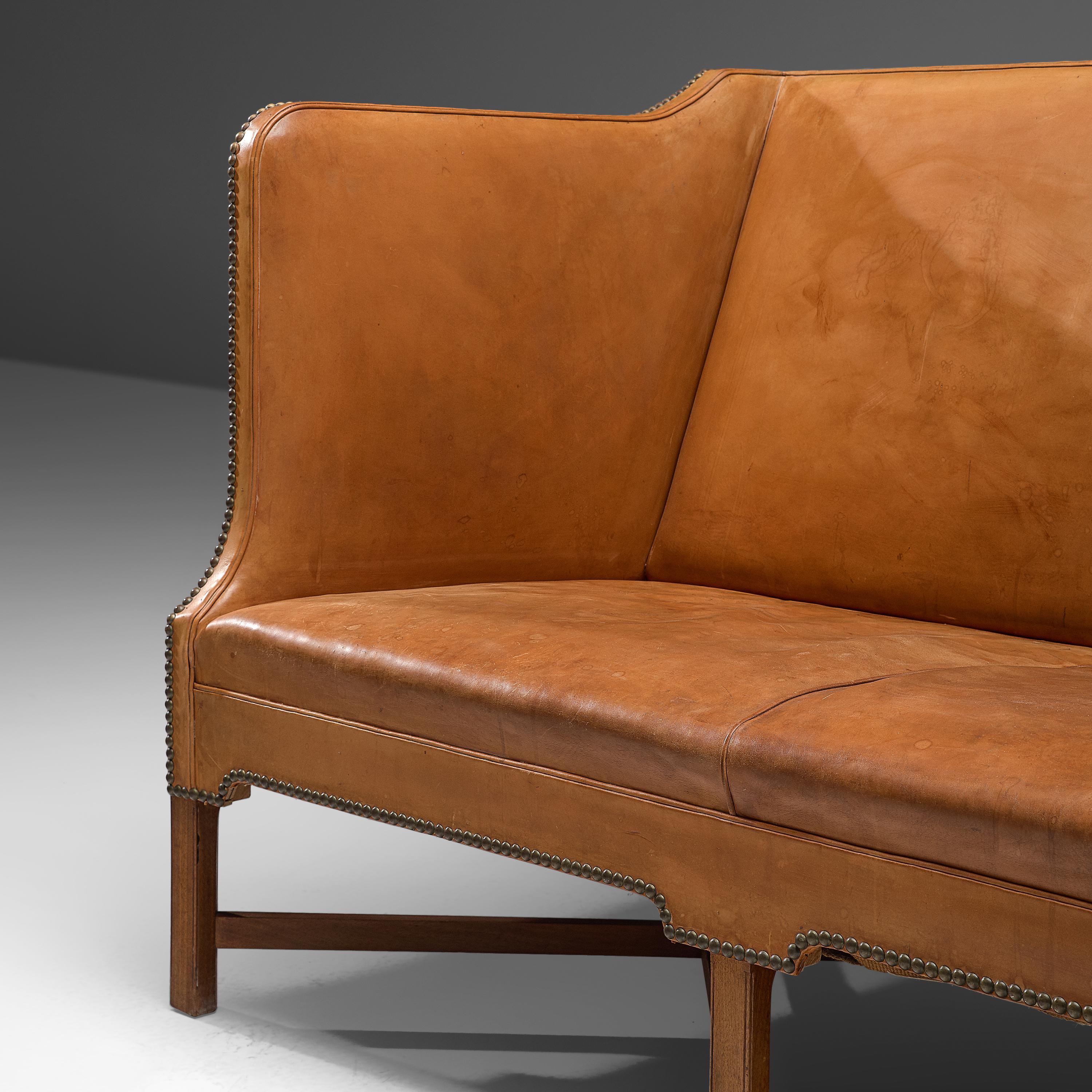 Kaare Klint Sofa '4118' in Mahogany and Original Cognac Leather 1