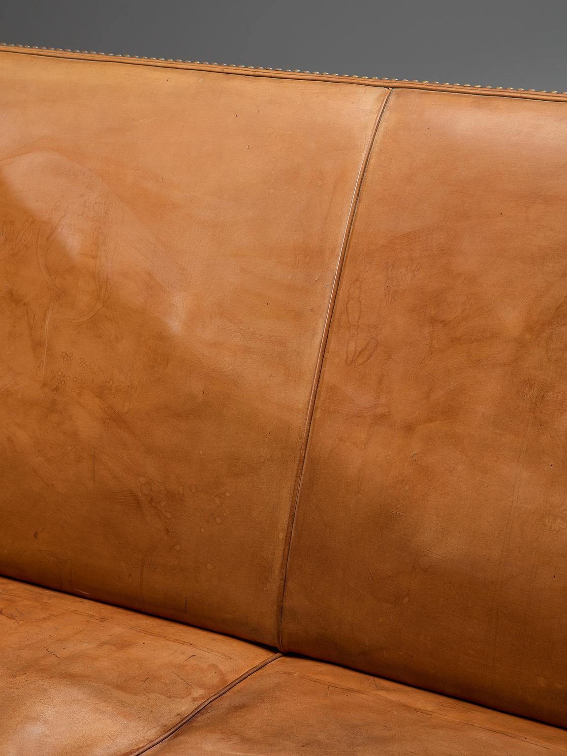 Kaare Klint Sofa '4118' in Mahogany and Original Cognac Leather 3