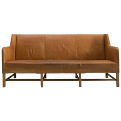 Kaare Klint Sofa in Oak and Original Cognac Leather