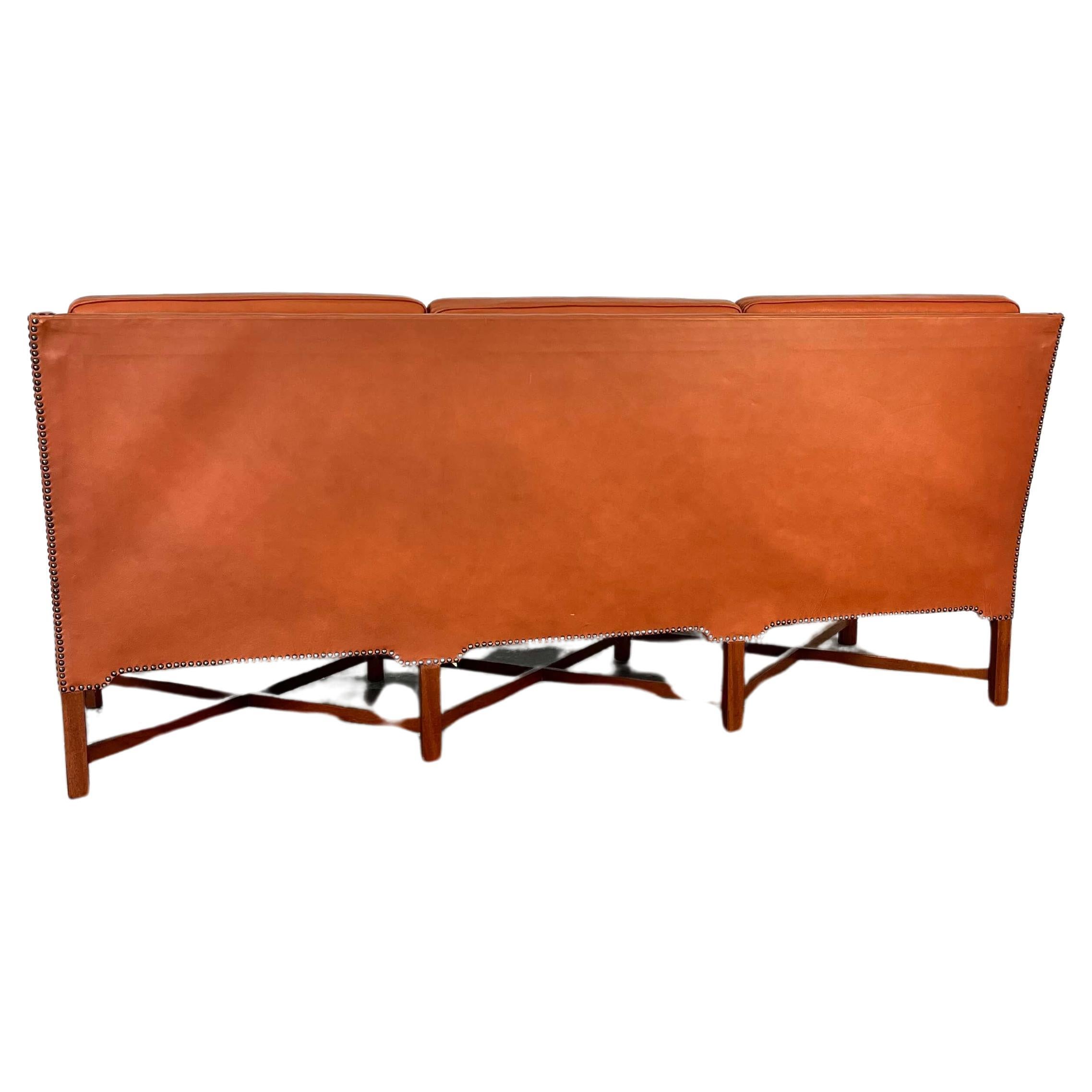 Kaare Klint Sofa Model 4118 in Leather and Mahogany In Good Condition For Sale In San Diego, CA