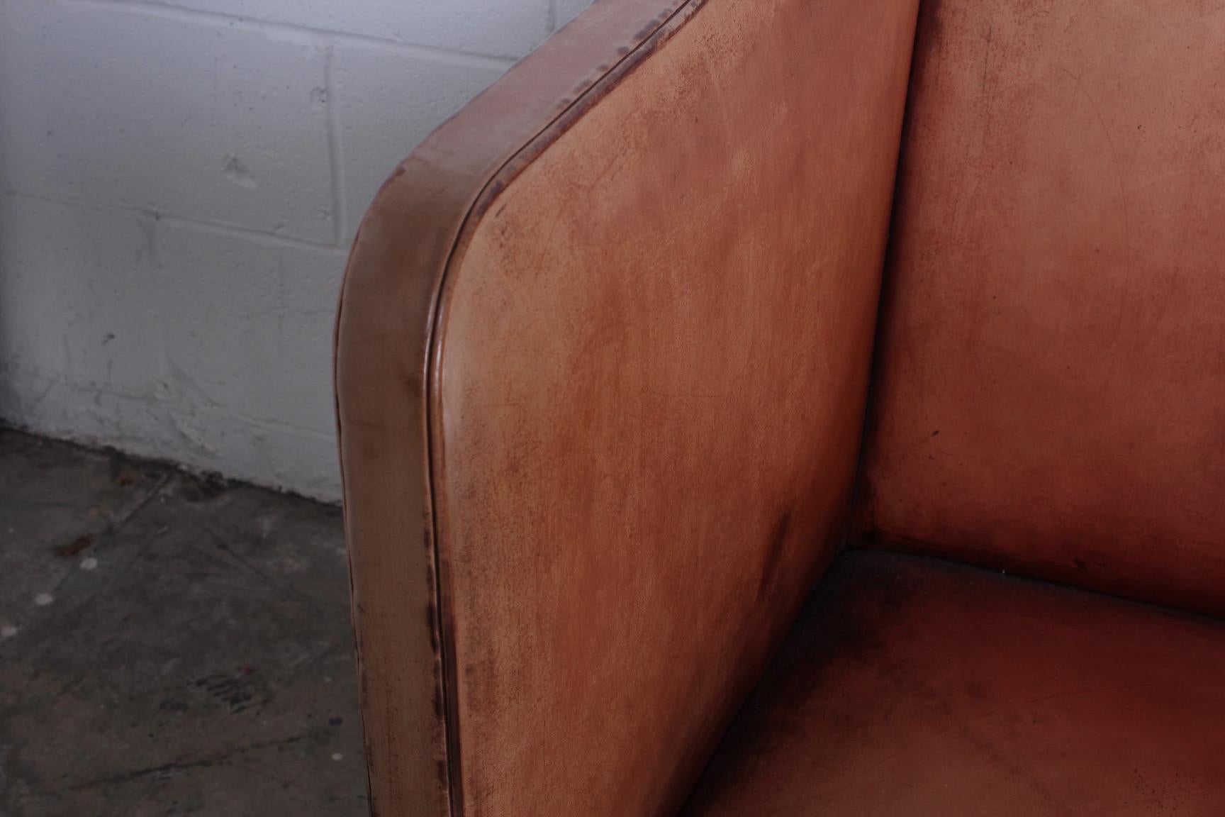 Kaare Klint Sofa Model 4118 in Mahogany and Patinated Leather 1