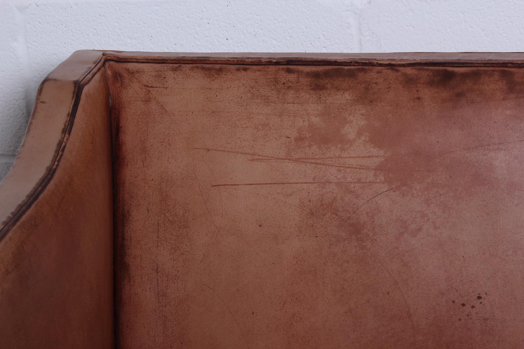 Kaare Klint Sofa Model 4118 in Mahogany and Patinated Leather 2