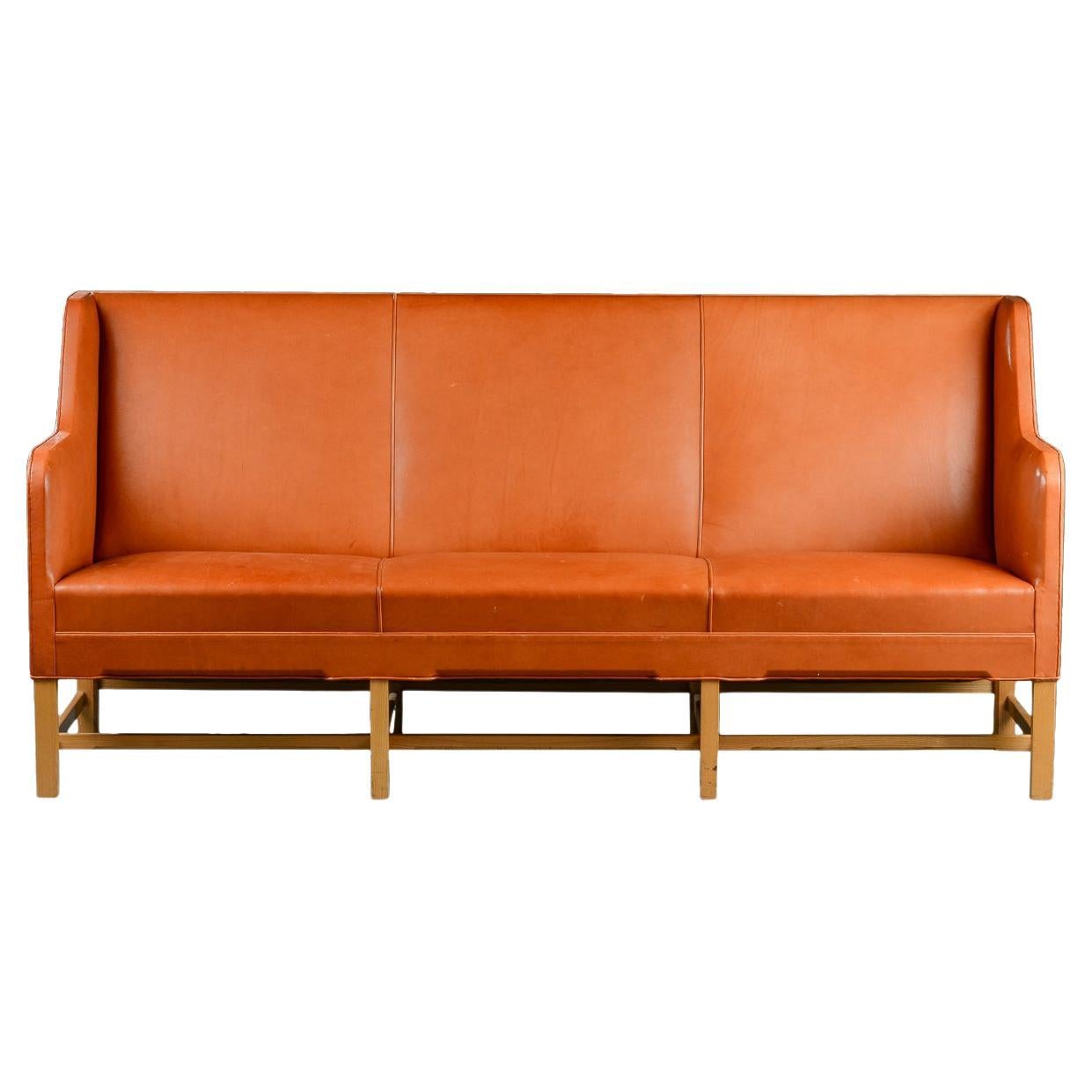 Kaare Klint Sofa Model 5011 Original Cognac Leather for Rud Rasmussen Denmark