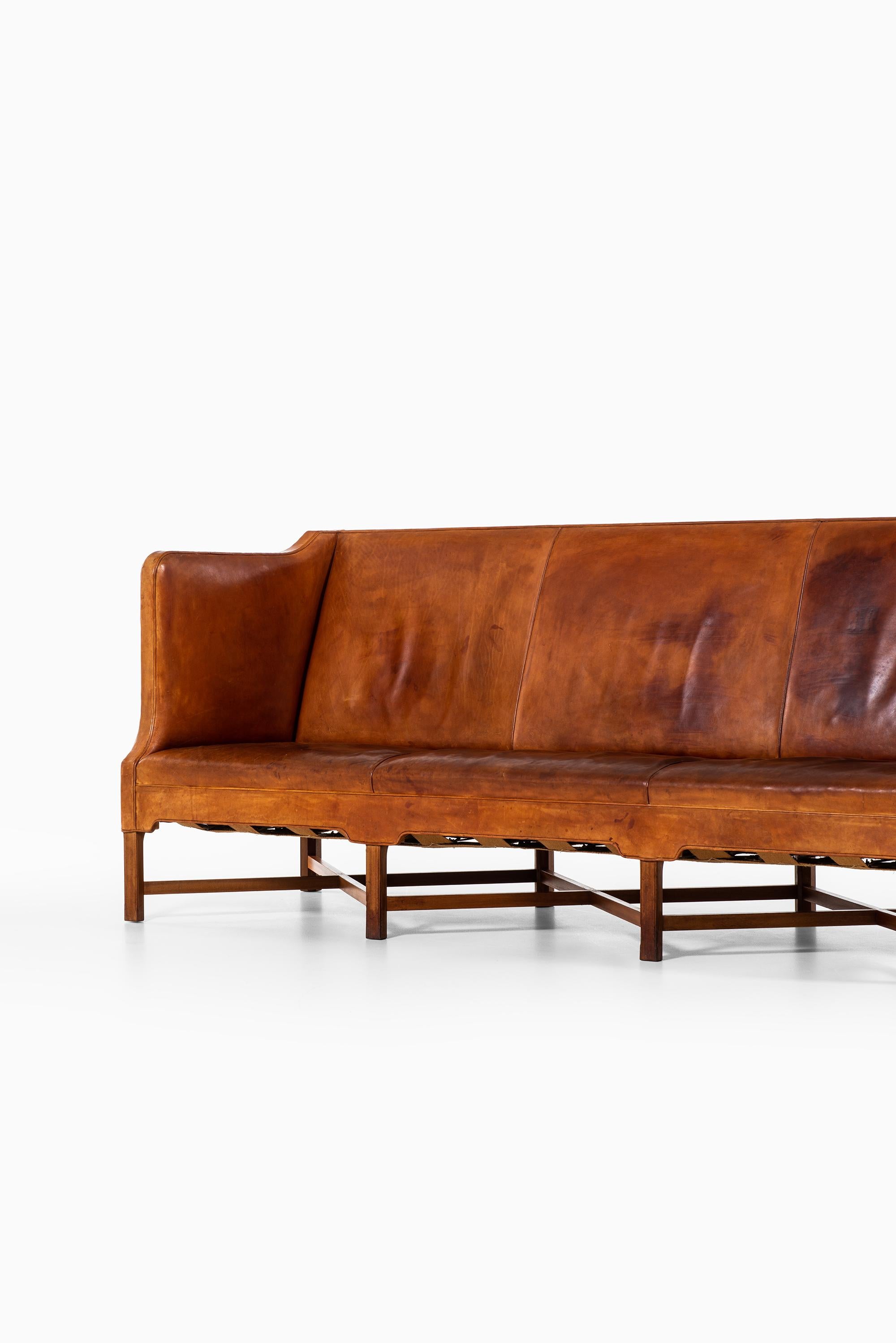 Leather Kaare Klint Sofa Model No 4118 Produced by Rud. Rasmussen in Denmark