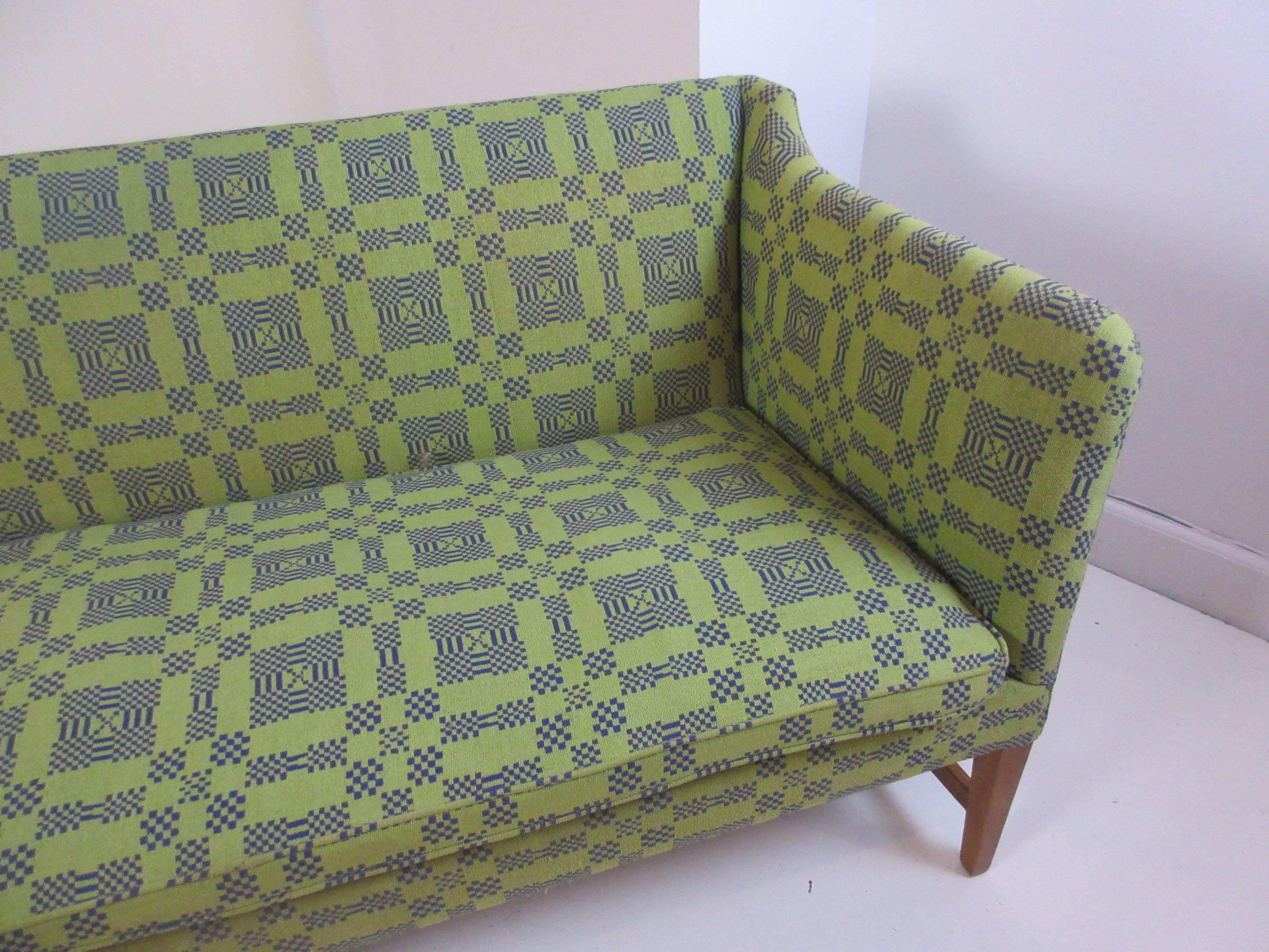 Scandinavian Modern Kaare Klint Style Sofa in Original Reversible Weave Fabric