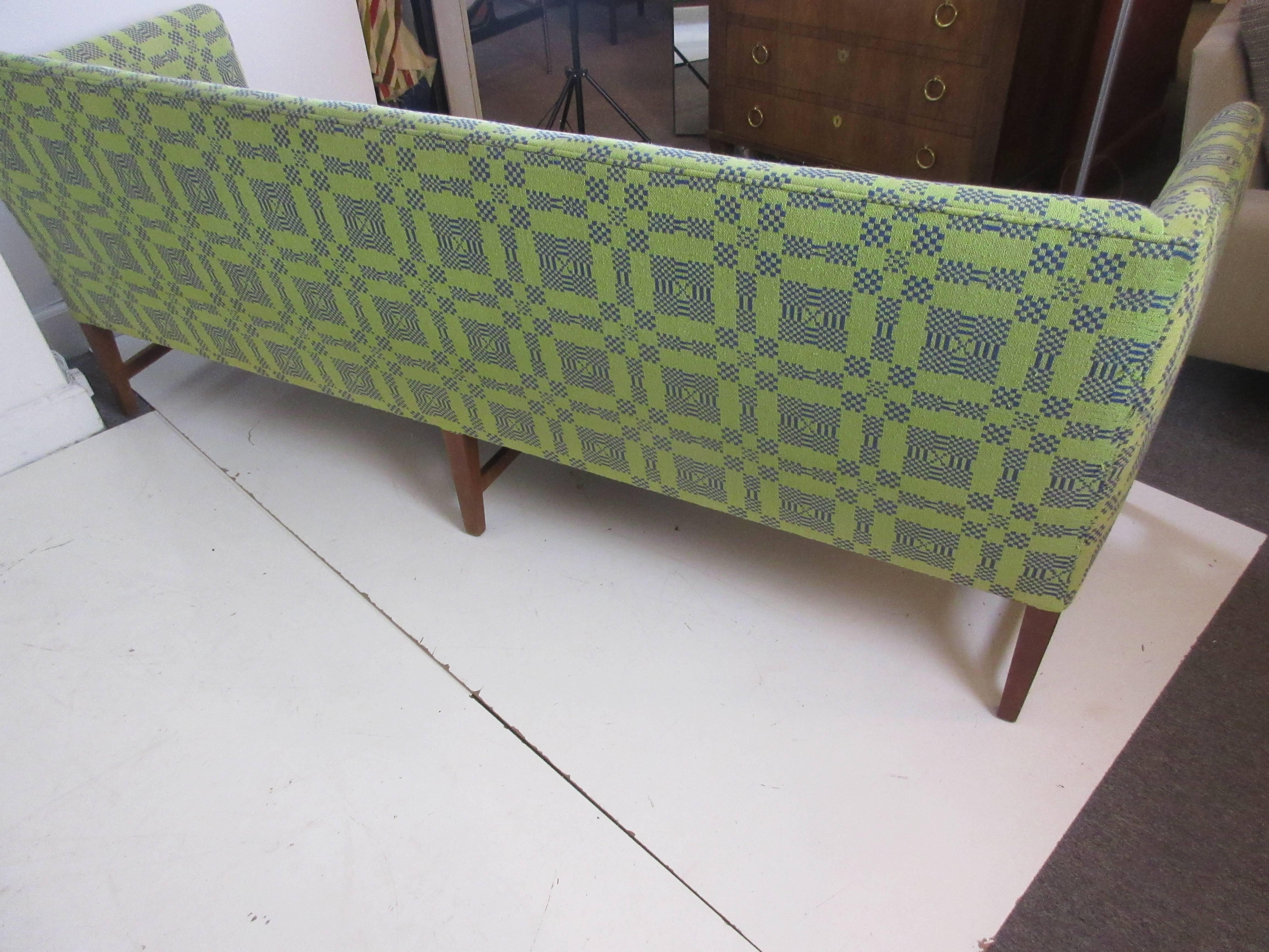 Kaare Klint Style Sofa in Original Reversible Weave Fabric In Good Condition In Philadelphia, PA